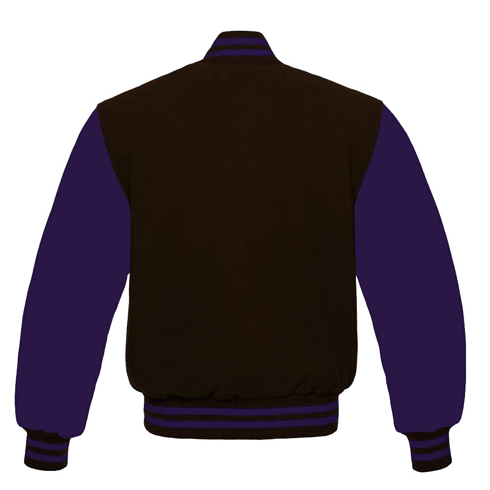 Men's Varsity Baseball Letterman Jacket - All Wool Bomber Style with Purple Sleeves for School & Sports | Perfect for Baseball Games, College Events & Casual Wear