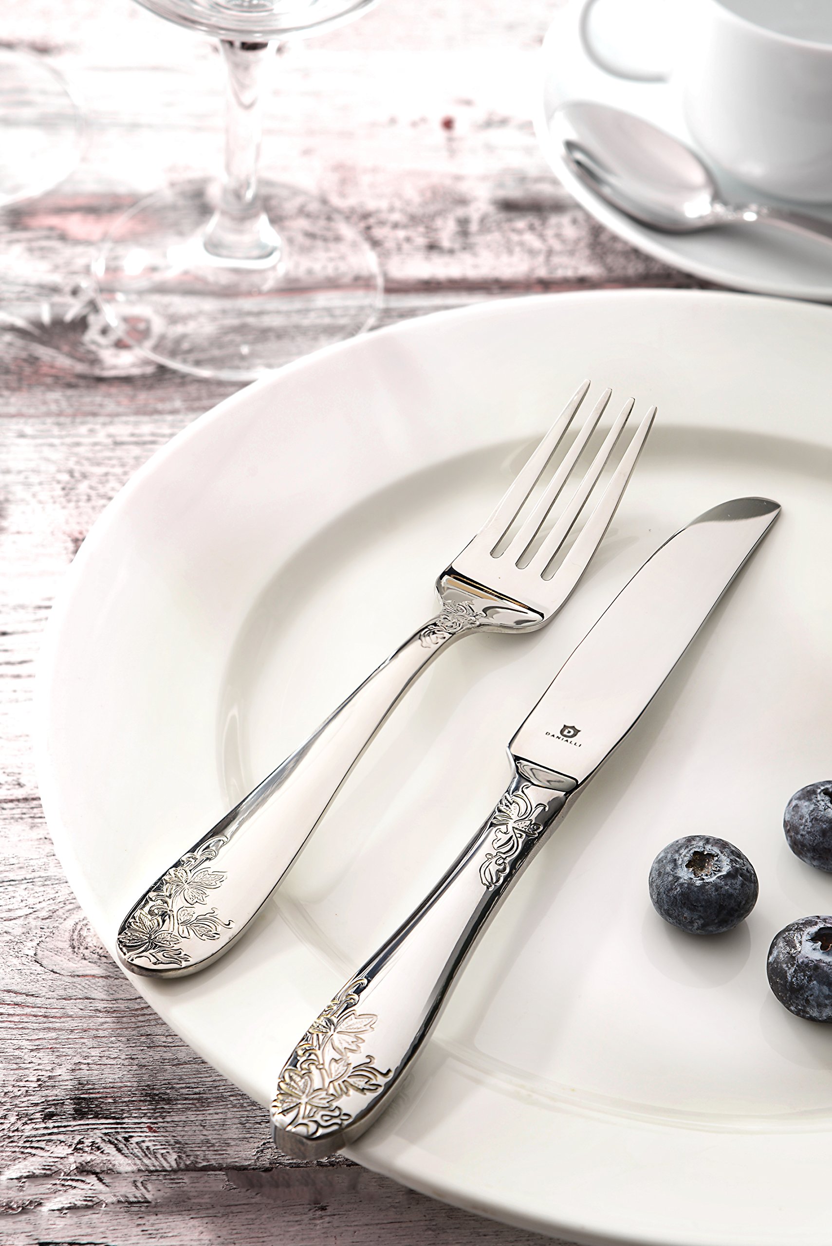 Premium 18/10 Stainless Steel Flatware Set - 40-Piece Elegant Silverware for Formal Dining & Entertaining - Dishwasher Safe Cutlery with Floral Design - Perfect for Weddings, Dinner Parties & Holiday Gatherings