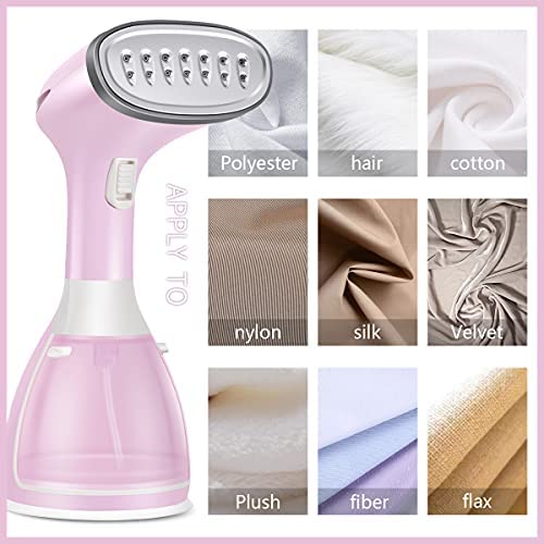 Powerful Handheld Portable Steamer for Clothes - 280ml Large Detachable Water Tank, 20s Fast Heat-up Wrinkle Remover for Travel & Home Use - Pink Fabric Garment Steamer | Perfect for Suits, Dresses, Curtains & Home Textiles
