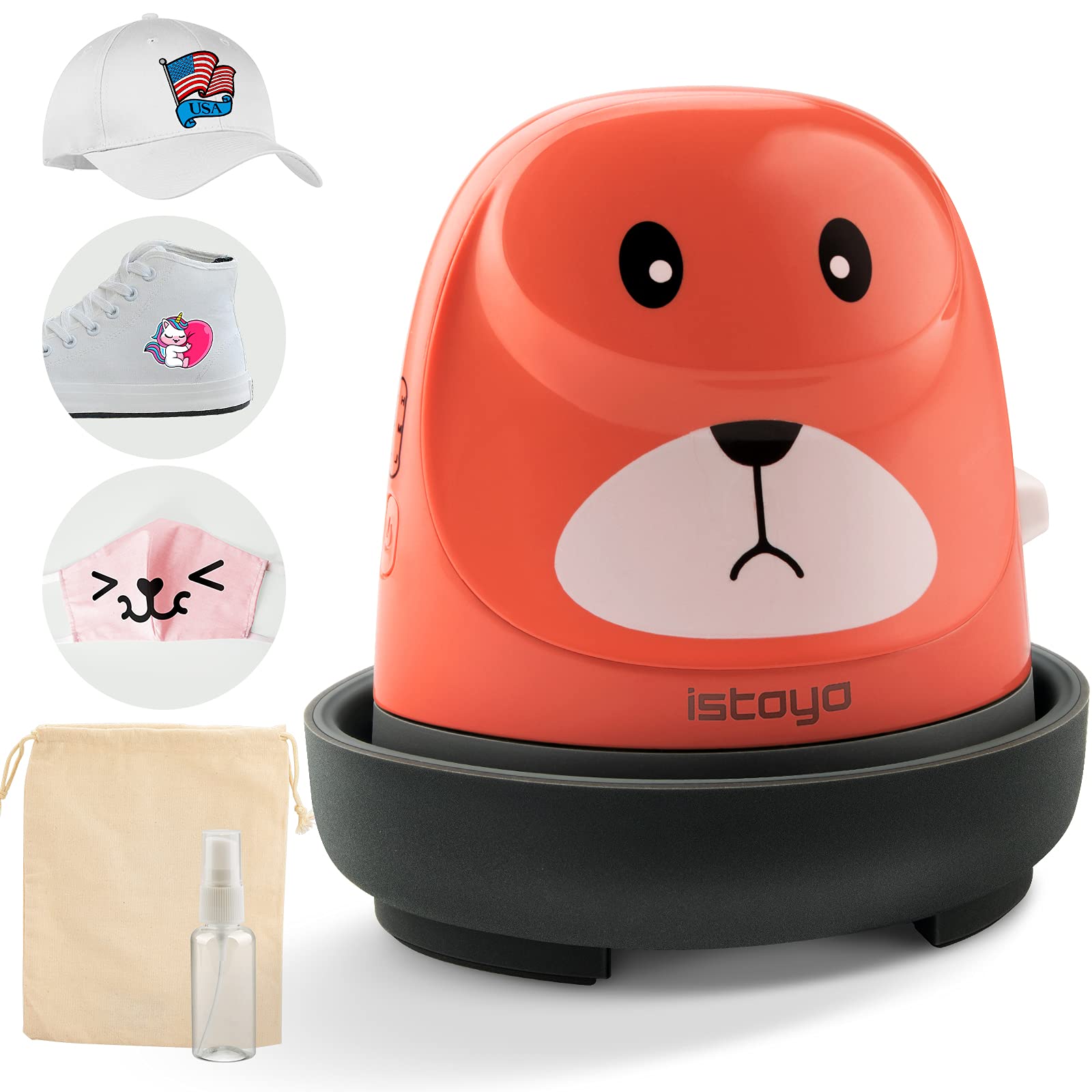 ISTOYO Mini Heat Press Machine for T-Shirts, Hats, Shoes - Portable Puppy Design (Flamingo) for Small Heat Transfer Vinyl Projects - Perfect for DIY Crafts, Home Use & Small Business