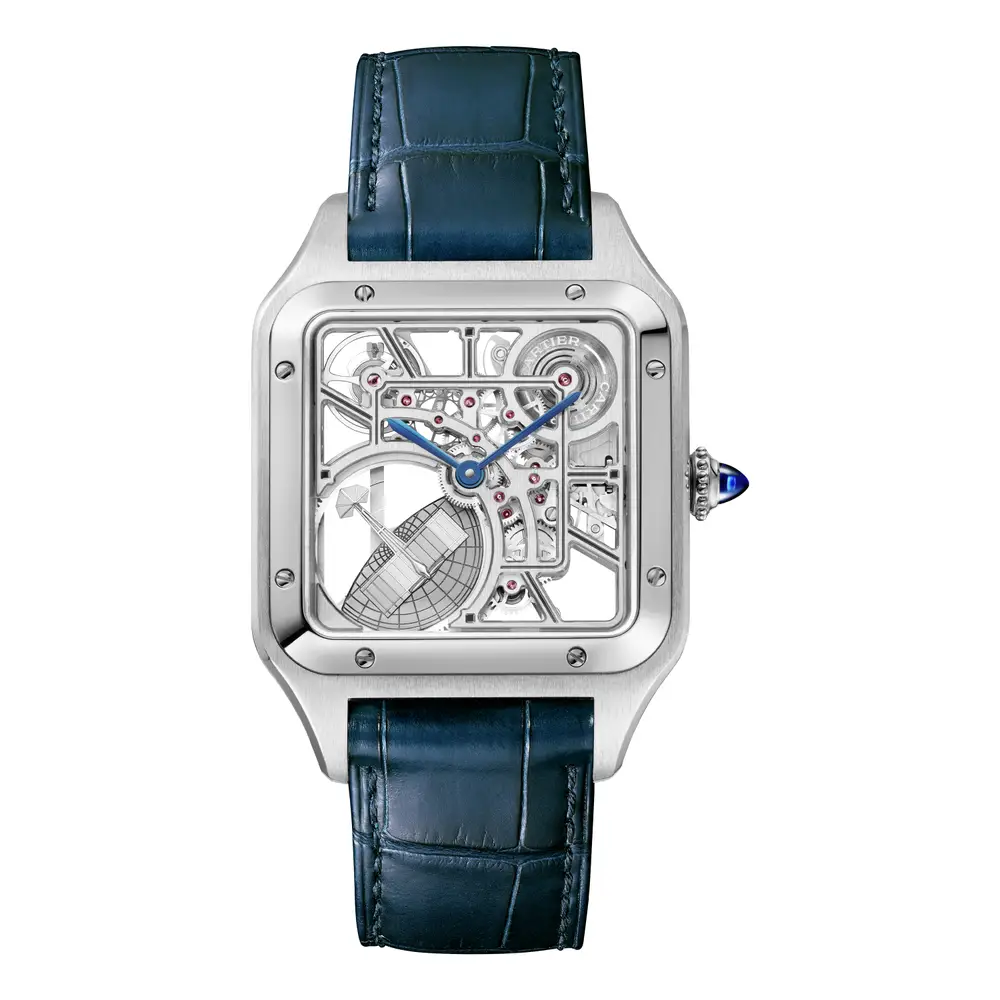 Cartier Santos Dumont Skeleton Stainless Steel Men's Watch - Luxury Automatic Skeleton Dial Wristwatch for Men - Perfect for Business, Formal Events & Collectors