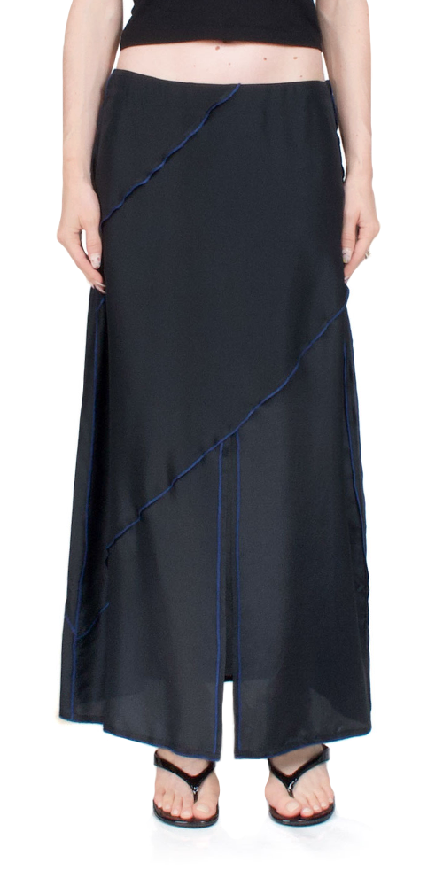 Stylish Deconstructed Midi Skirt in Black - Perfect for Casual Outings, Office Wear & Evening Events
