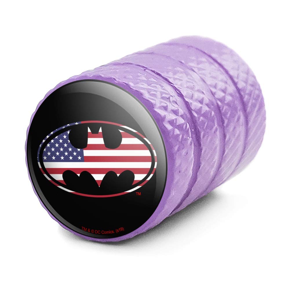 Batman USA Flag Shield Logo Aluminum Valve Stem Caps for Car Wheels - Durable Tire Rim Accessories for American Cars, Trucks & SUVs - Perfect for Customizing Your Ride & Showing Patriotism