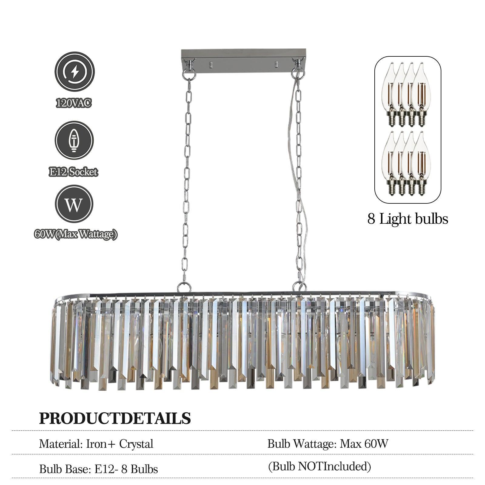 Elegant 39-Inch Crystal Ceiling Chandelier with Metal Frame & K9 Crystals - Perfect for Dining Room, Living Room, or Bedroom Lighting Decor