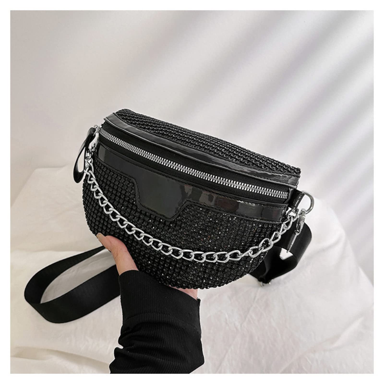 Sparkly Rhinestone Crossbody Bag for Women - Stylish Waist Pouch Fanny Pack with Adjustable Belt, Perfect for Parties, Travel, Beach & Outdoor Activities | Trendy Accessory for Night Out, Concerts & Festivals