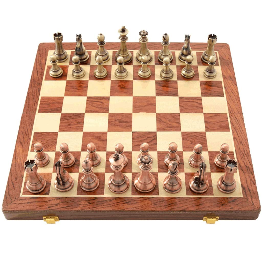 Premium Metal Chess Set for Kids & Adults - Classic Wooden Board with Storage | Durable Metal Chess Pieces | Perfect for Home, Office & Travel | Strategy Game Gift for All Ages