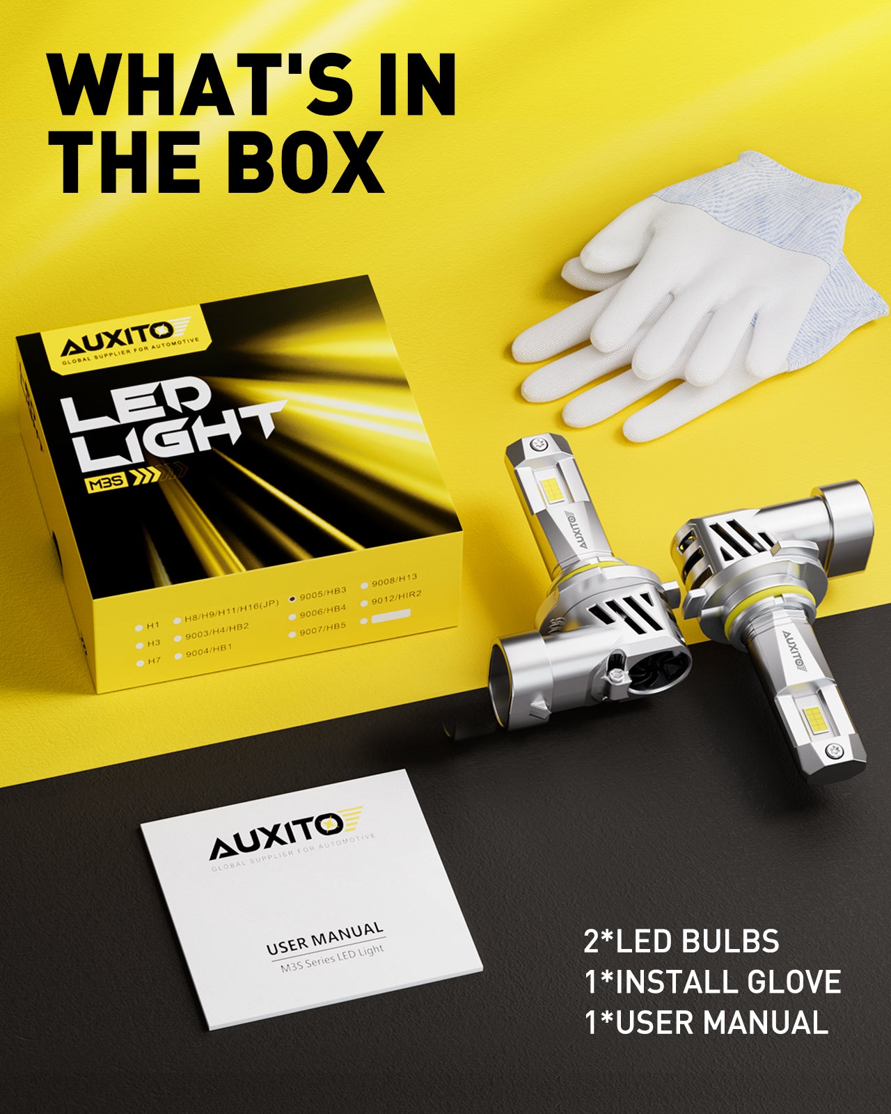 AUXITO 9005 LED Headlight Bulbs - 18000LM Super Bright 6500K Cool White - Wireless Design for Cars, Trucks, SUVs - Perfect for Night Driving & Foggy Conditions