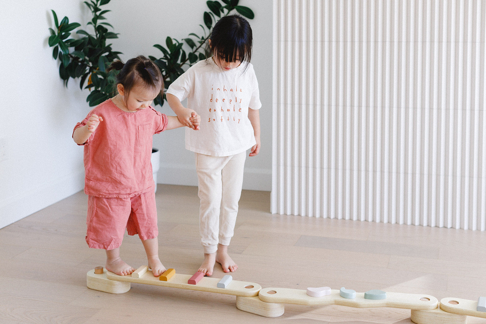 Step N' Balance Kids Wooden Balance Beam & Building Blocks Set - Fun Indoor Play for Toddlers, Preschool Gymnastics & Motor Skills Development