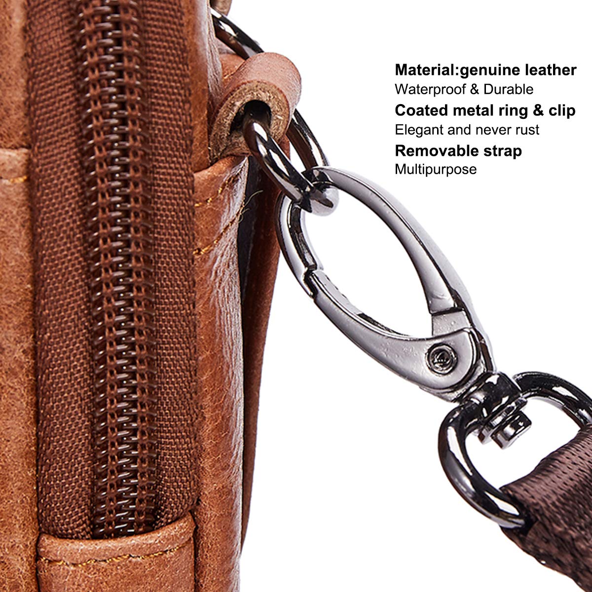 VIIGER Genuine Leather Magnetic Phone Holster - Compatible with iPhone 16 Pro Max/15 Pro Max & Samsung S24 Ultra - Belt Clip Pouch with Adjustable Loop for Crossbody, Shoulder Bag or Purse - Women's Brown Leather Cell Phone Case for Work, Travel & Outdoor Activities