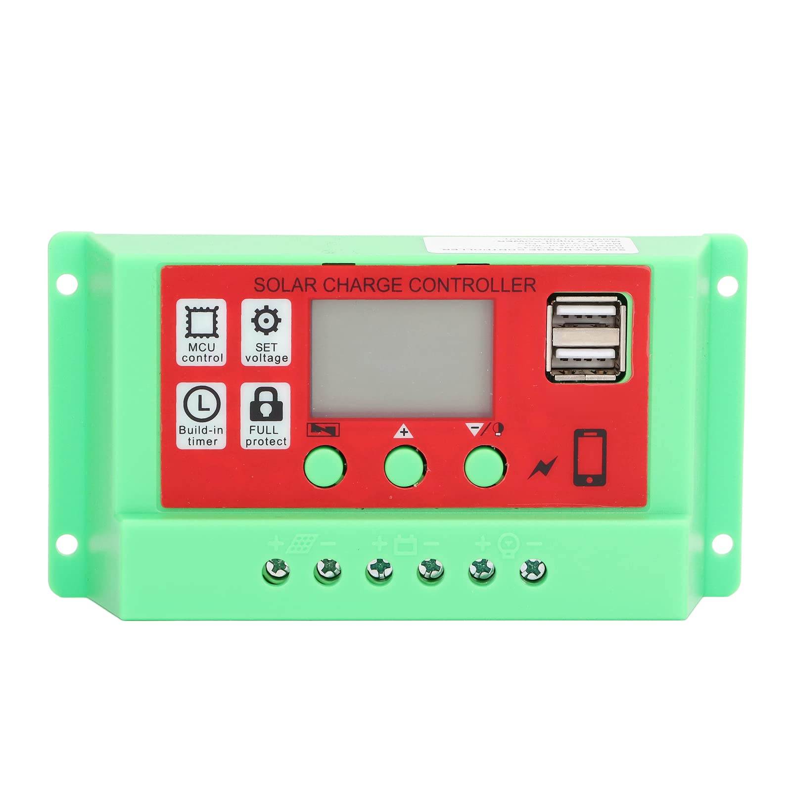 DJDK 10A PWM Solar Charge Controller with LCD Display - 12V/24V Solar Panel Regulator for Smart Home, RV, Boat & Off-Grid Power Systems