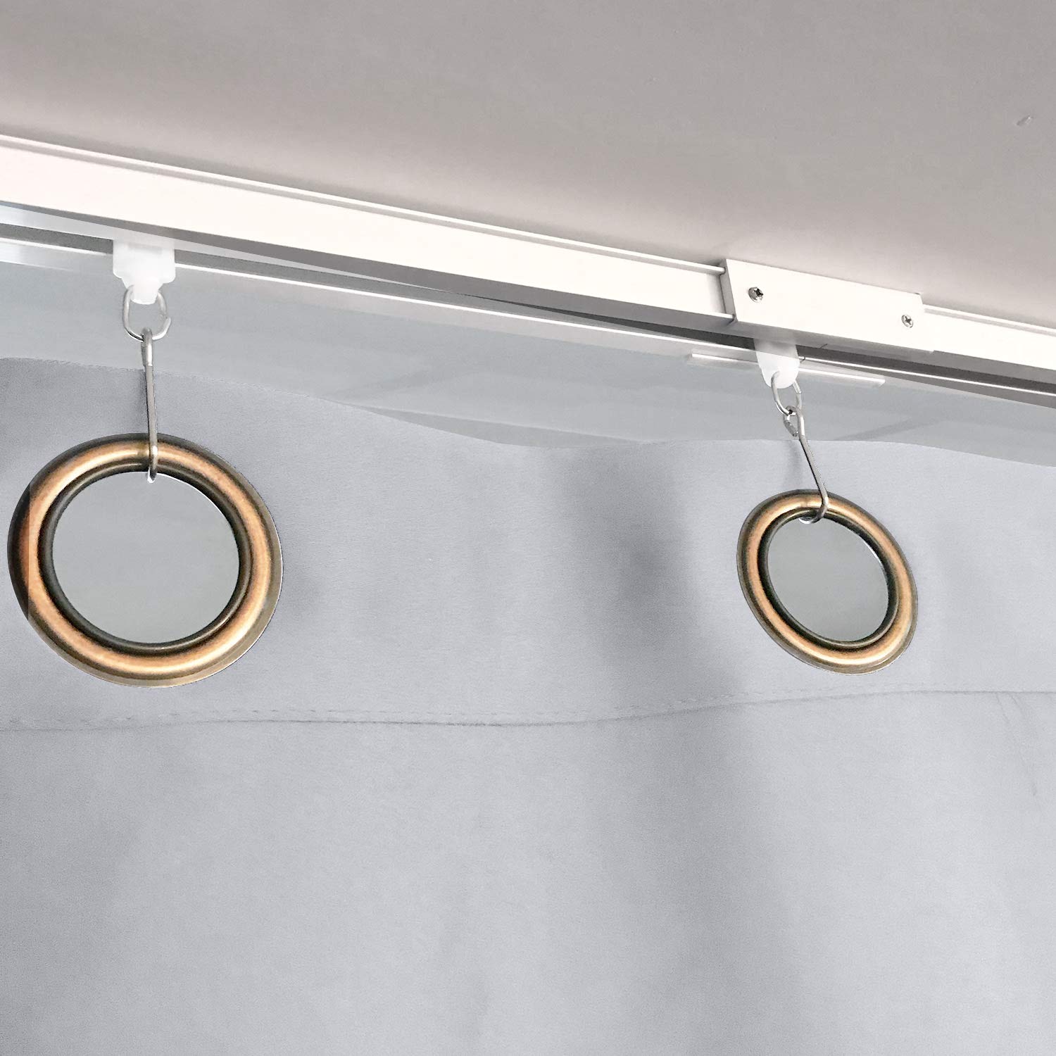 TWOPAGES Blackout Ceiling Track Room Divider Curtain Kit - 9ft to 12ft Wide x 9ft Tall (1 Panel, 12.5ft x 8.5ft, Greyish White) - Perfect for Studio Apartments, Office Partitions, and Privacy Screens