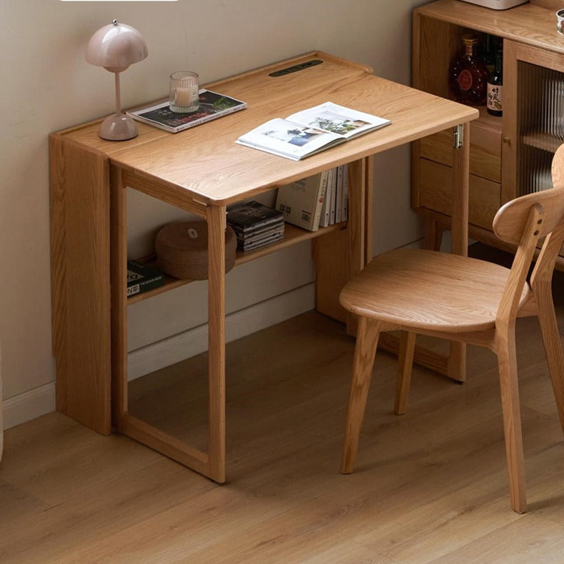 Solid Oak Wood Modern Nordic Folding Dining Table - Space-Saving for Small Apartments, Kitchens & Outdoor Use