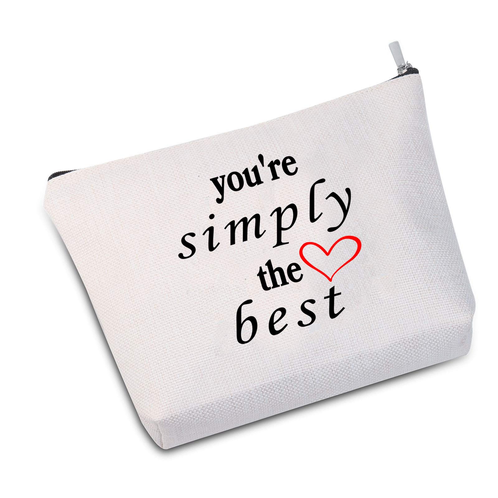 Best Cosmetic Bag for Women - Premium Makeup Travel Organizer - Perfect Anniversary Gift (Simply The Best White 2.0) - Ideal for Travel, Daily Use & Special Occasions