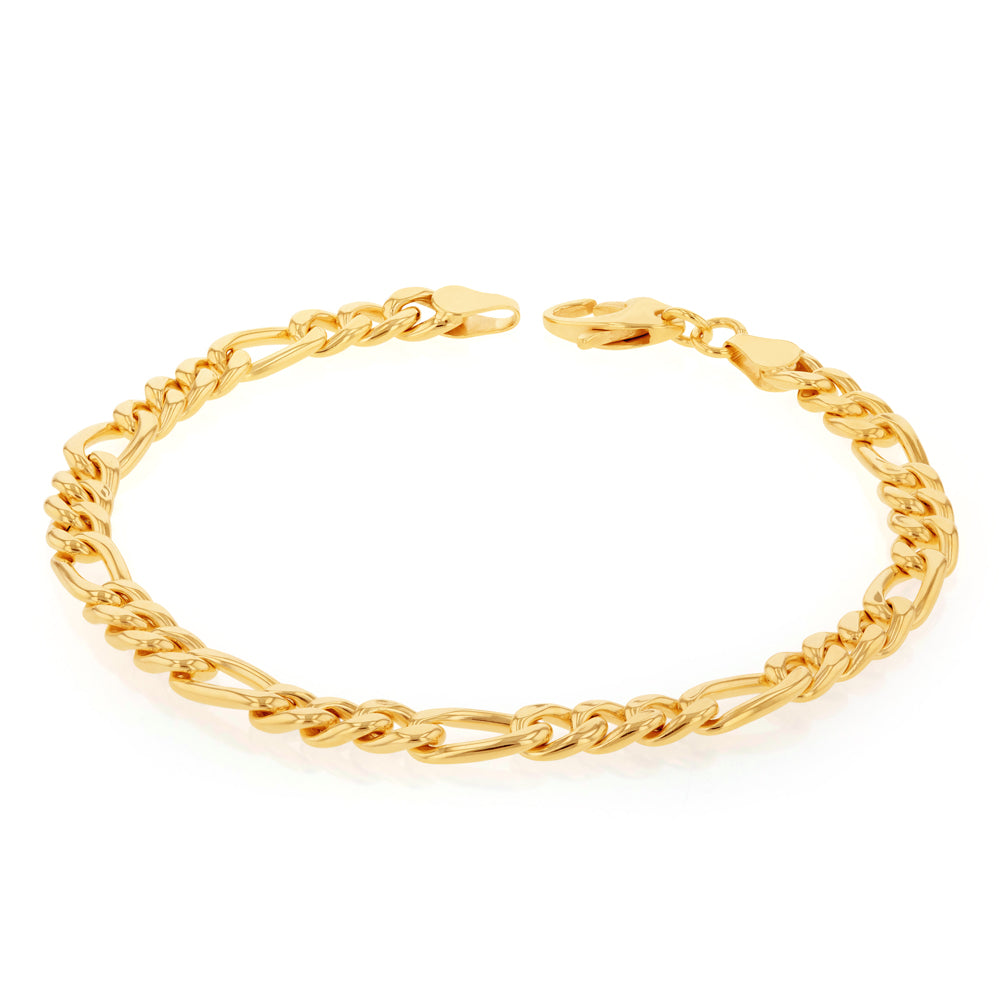 9ct Silver Filled Yellow Gold Figaro Chain Bracelet - 19cm Length, 150 Gauge | Elegant Jewelry for Women, Perfect for Gifts, Parties & Everyday Wear