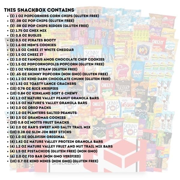 150 Count Snack Box Variety Pack - Office Breakroom & Care Package for Teachers, Students, College, Military | Perfect for Back to School, Date Night, Birthday Gifts & Gift Baskets | Includes Chips & Assorted Snacks for Work, School & Special Occasions