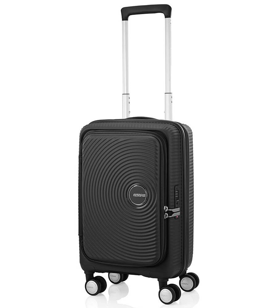 American Tourister 55cm Curio Book Opening Luggage - Black Carry-On Suitcase for Business Travel & Weekend Getaways