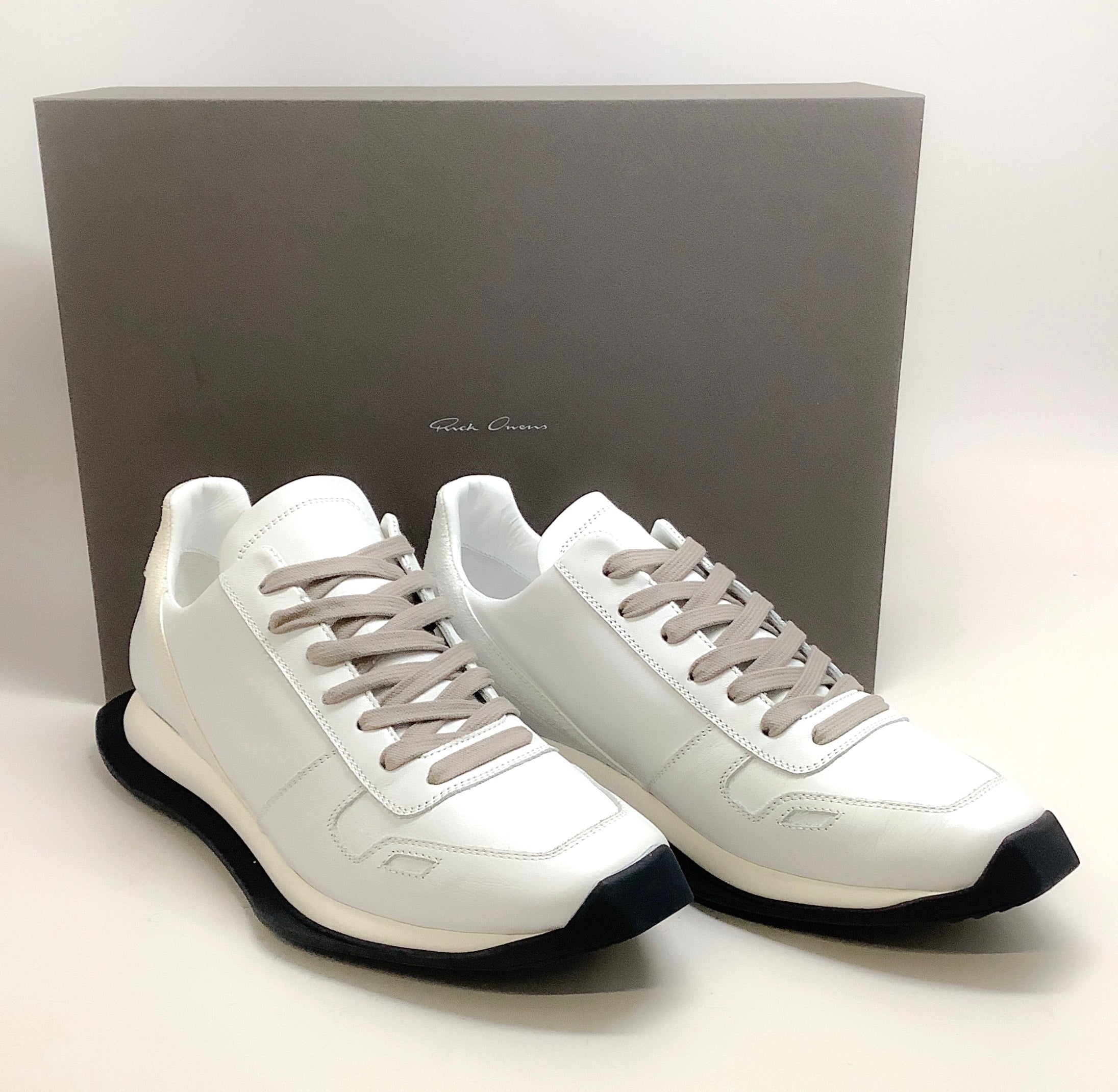 Rick Owens Chalk White Runner Lace Up Sneakers - Men's High-Top Fashion Shoes for Streetwear & Casual Outfits | Perfect for Urban Style & Everyday Wear