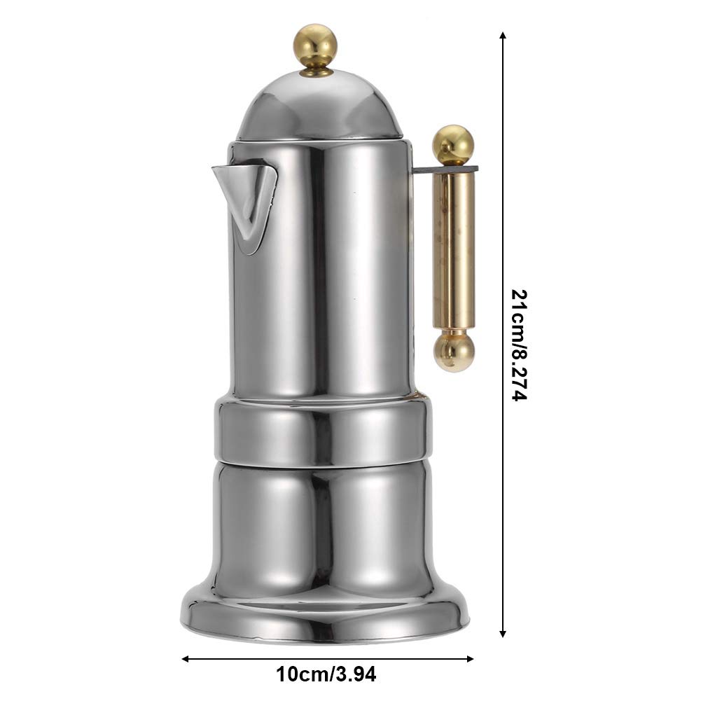 Mootea Stainless Steel Moka Pot Stovetop Espresso Maker - 4 Cup Italian Coffee Brewer with Safety Valve for Home & Office Use | Perfect for Stovetop Espresso, Camping & Gifts