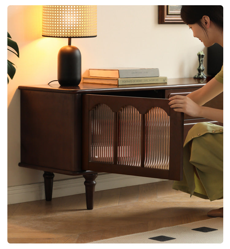 Stylish Poplar Solid Wood TV Stand - American Modern Design for Living Room & Home Theater Setup
