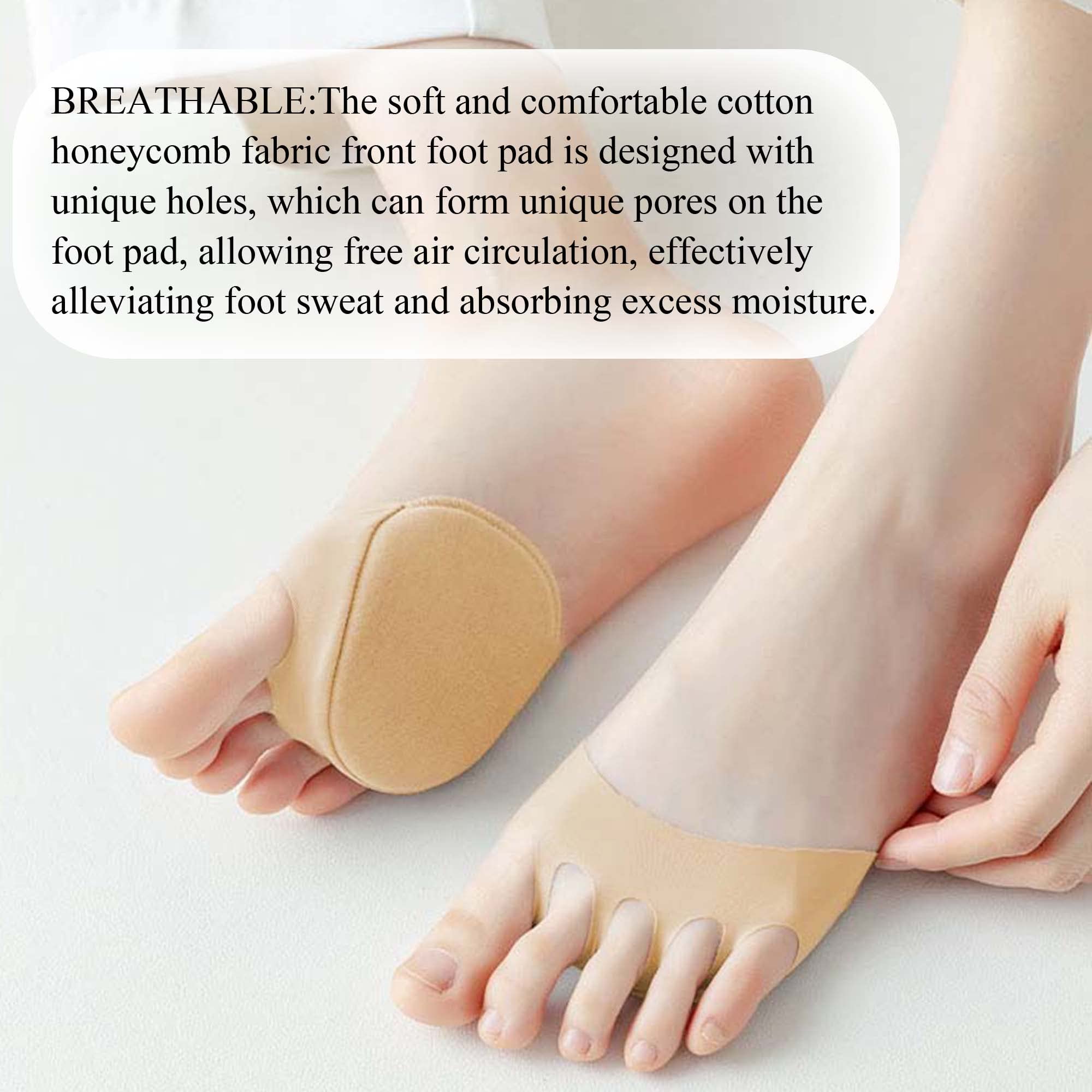 Reusable Metatarsal Foot Pads for Women - Soft Forefoot Cushions with Honeycomb Fabric for Pain Relief & Prevention (2 Pairs Beige, 1 Pair Black) - Perfect for High Heels, Running & Standing All Day