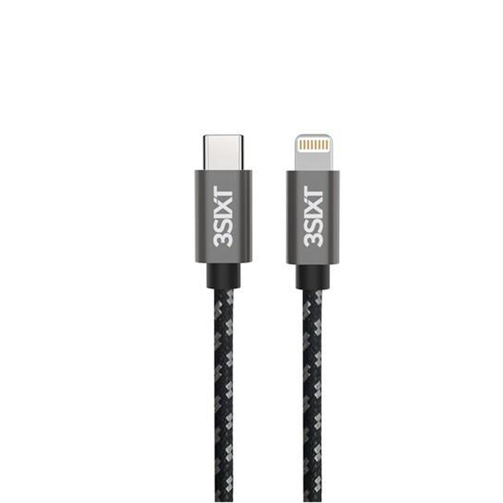 3sixT Premium Black USB C to Lightning Cable 30cm - Fast Charging & Data Sync for iPhone, iPad, AirPods - Perfect for Home, Office & Travel
