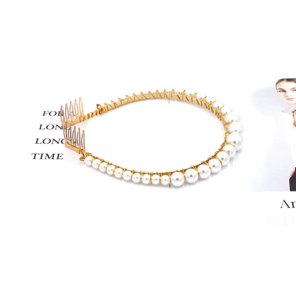 Lurrose Pearl Hair Hoop Headband for Women - Elegant Bride Wedding Hair Accessory for Bridal Party, Prom, and Special Occasions