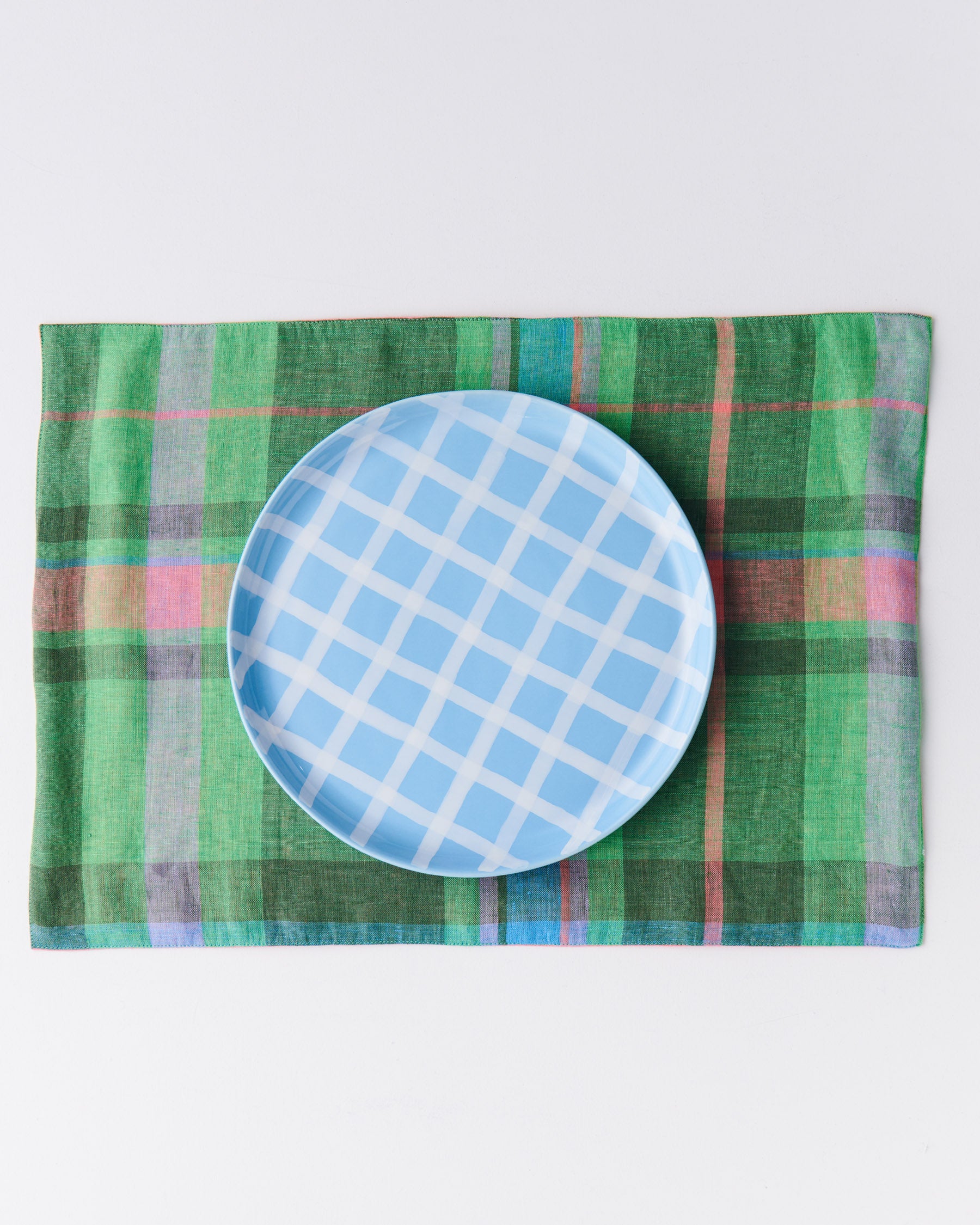 Jewel Of The Nile Tartan Linen 4-Piece Placemat Set - Elegant Table Setting for Dining Room & Kitchen Decor
