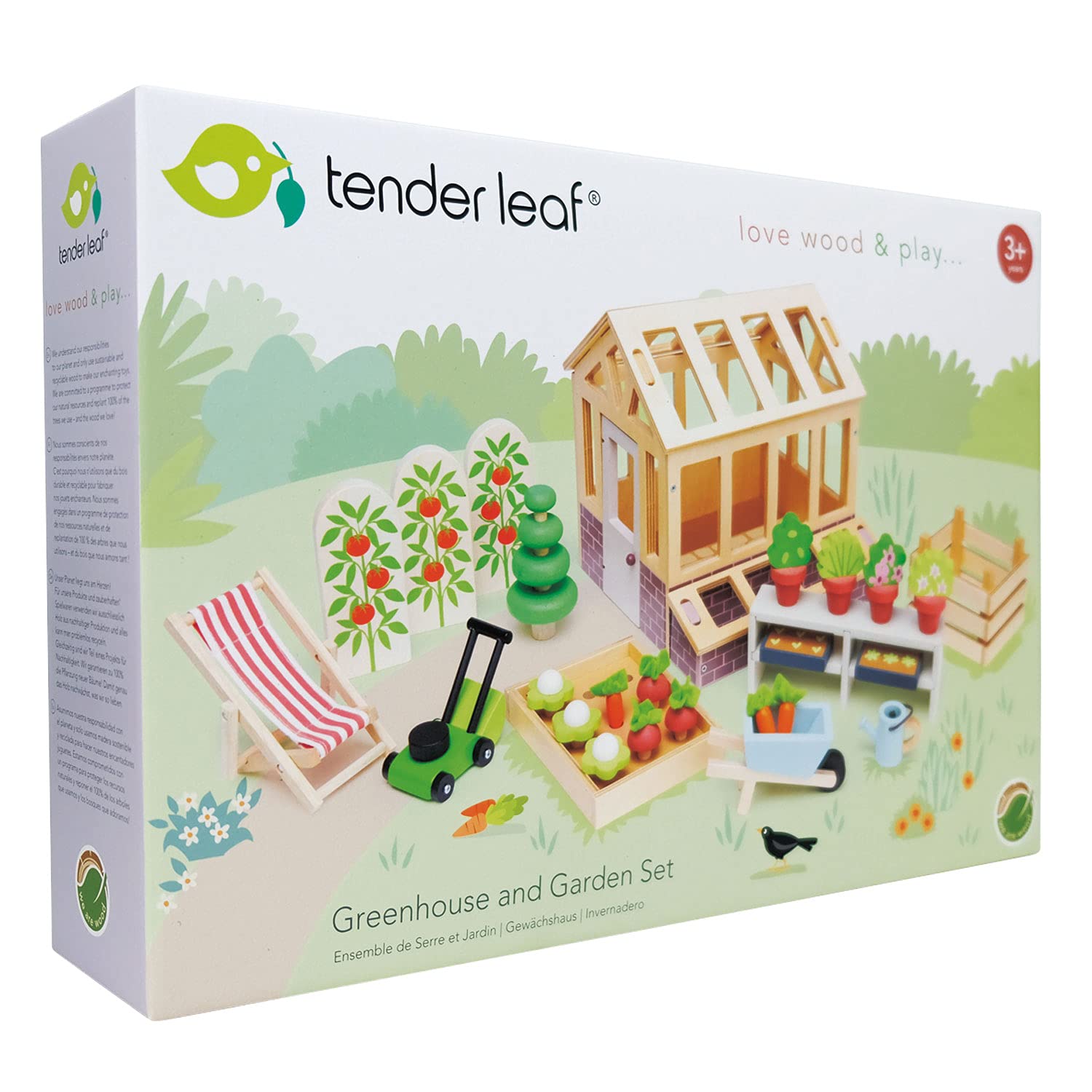 Tender Leaf Toys - 28 Pcs Wooden Greenhouse Garden Playset, Natural Pretend Play Farm Toys for Kids - Educational Harvest Gardening Kit for Imaginative Play - Perfect for Indoor/Outdoor Playtime - Ages 3+