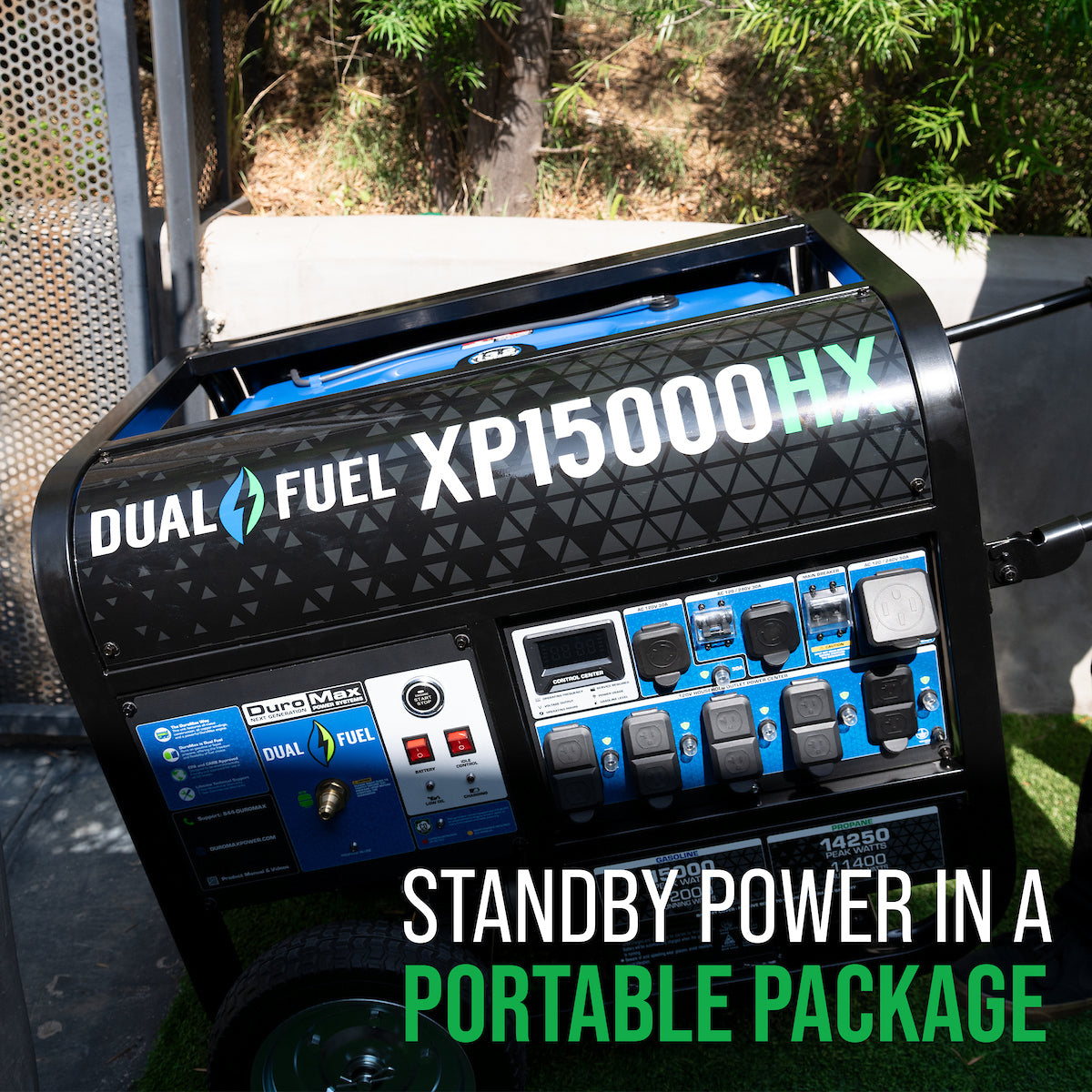 15,000 Watt Dual Fuel Portable Generator with Electric Start - Perfect for Home Backup, Camping & Outdoor Power Needs