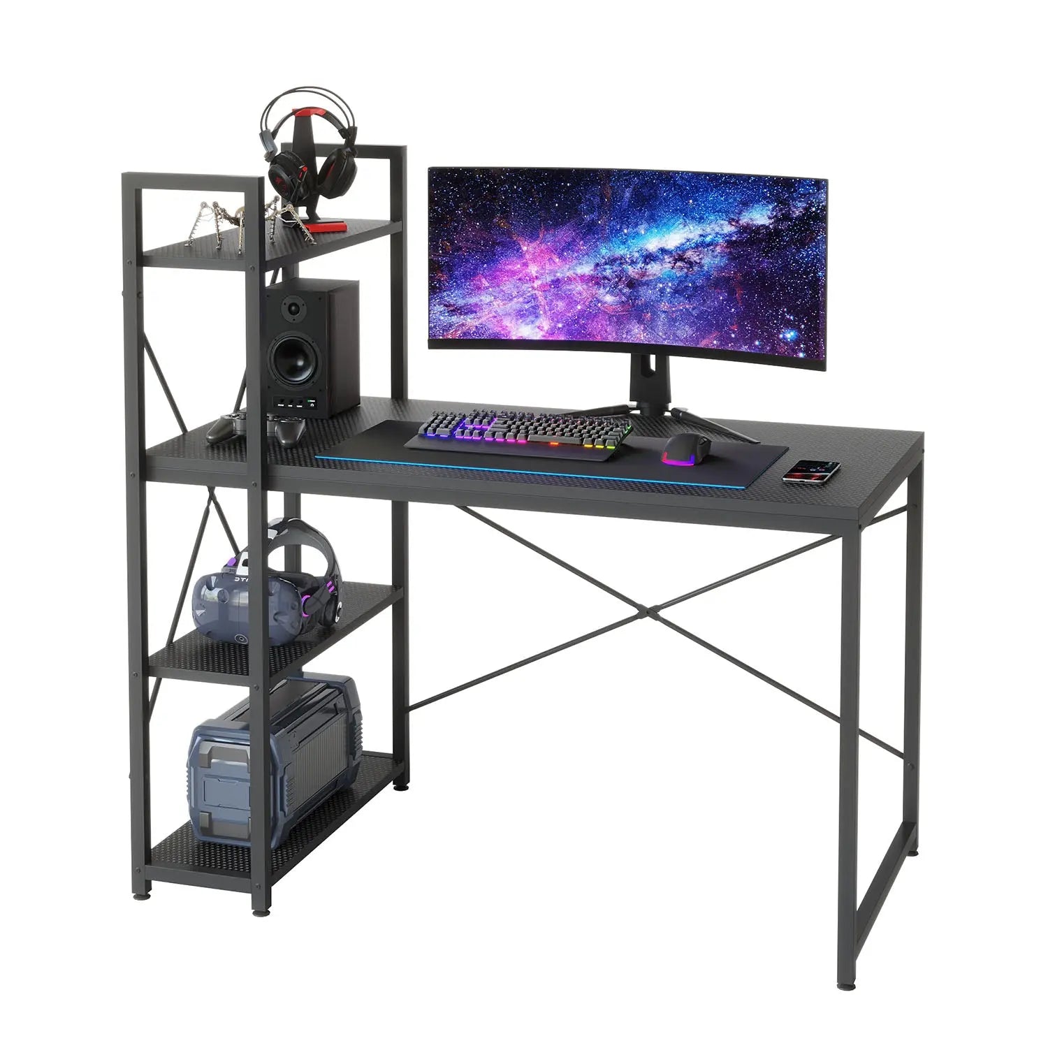 Bestier Compact Computer Desk with Storage Shelves - Home Office Desk for Small Spaces, Perfect for Work, Study & Gaming | Sturdy & Space-Saving Design