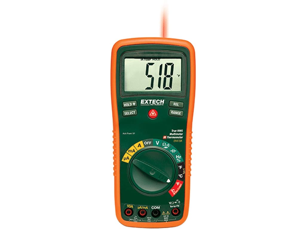 Extech EX470A Professional True RMS Multimeter - 12 Functions, IR Thermometer, Auto-Ranging, CAT III 600V | Perfect for Electricians, HVAC Technicians & DIY Home Repairs