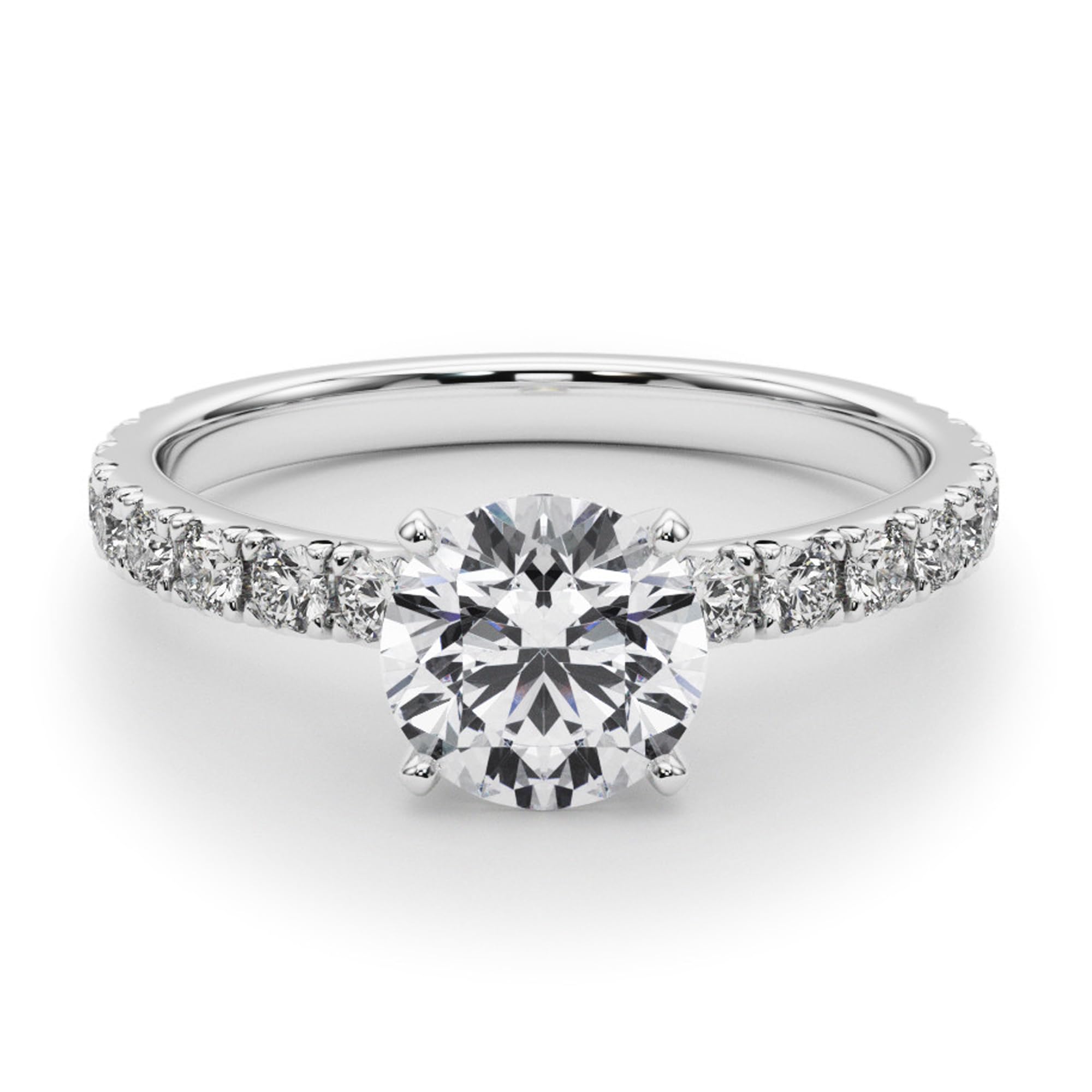 Moissanite Engagement Ring - 3.50 Carat Round Solitaire Diamond Alternative for Women | Wedding, Proposal, Anniversary Gift