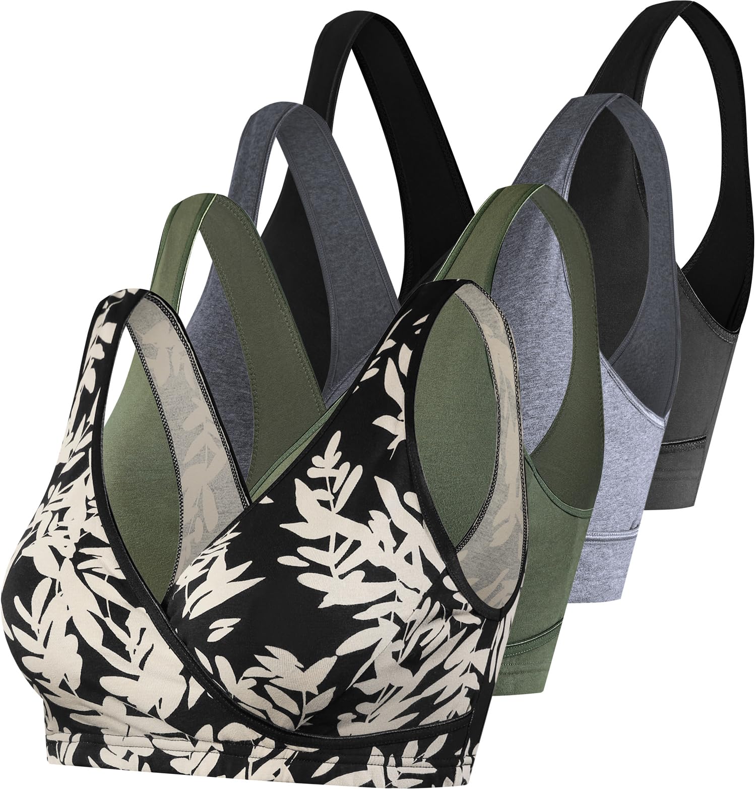 SUIEK 4 Pack Nursing Sleep Bra - Maternity Bralette for Breastfeeding - Ultra Soft Cotton Bras for Comfort - Perfect for Nighttime Nursing & Relaxing at Home