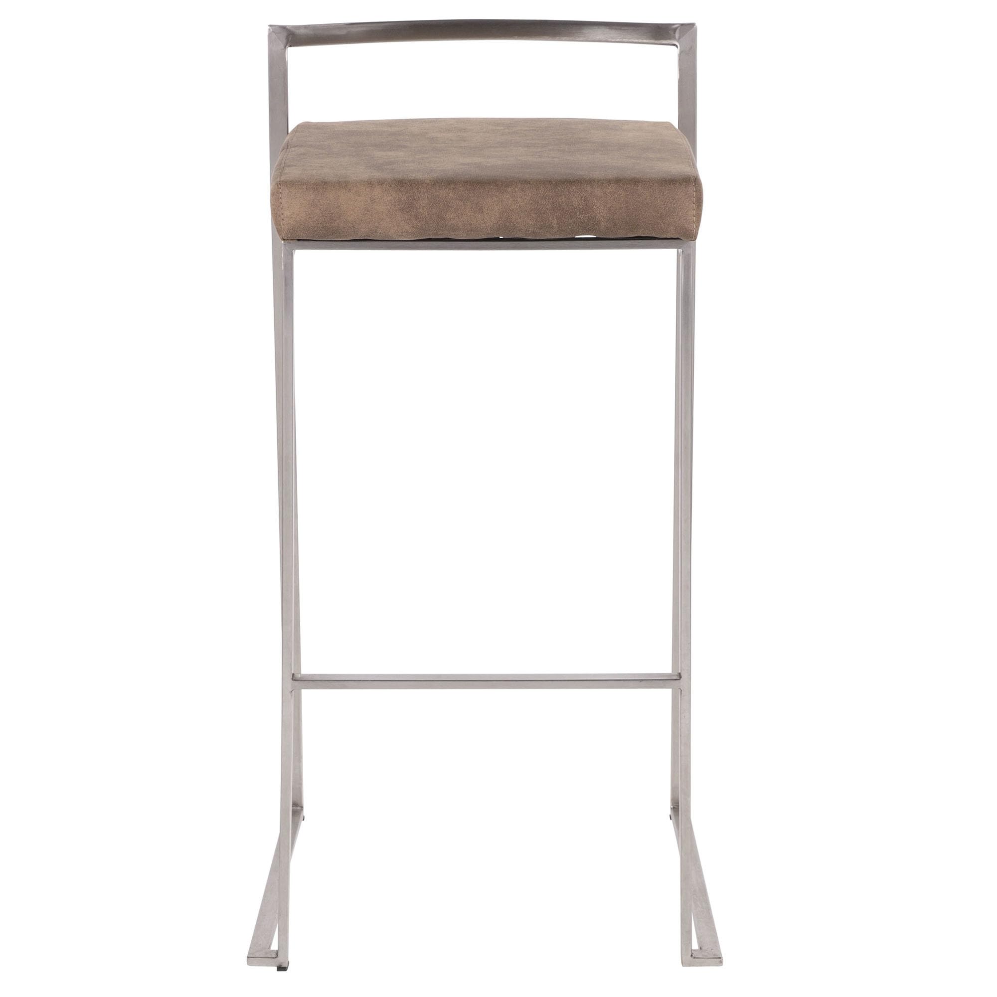 Fuji Stacker Bar Stool Set of 2 - Modern Counter Height Bar Chairs with Backrest - Perfect for Kitchen Island, Home Bar & Dining Room Decor