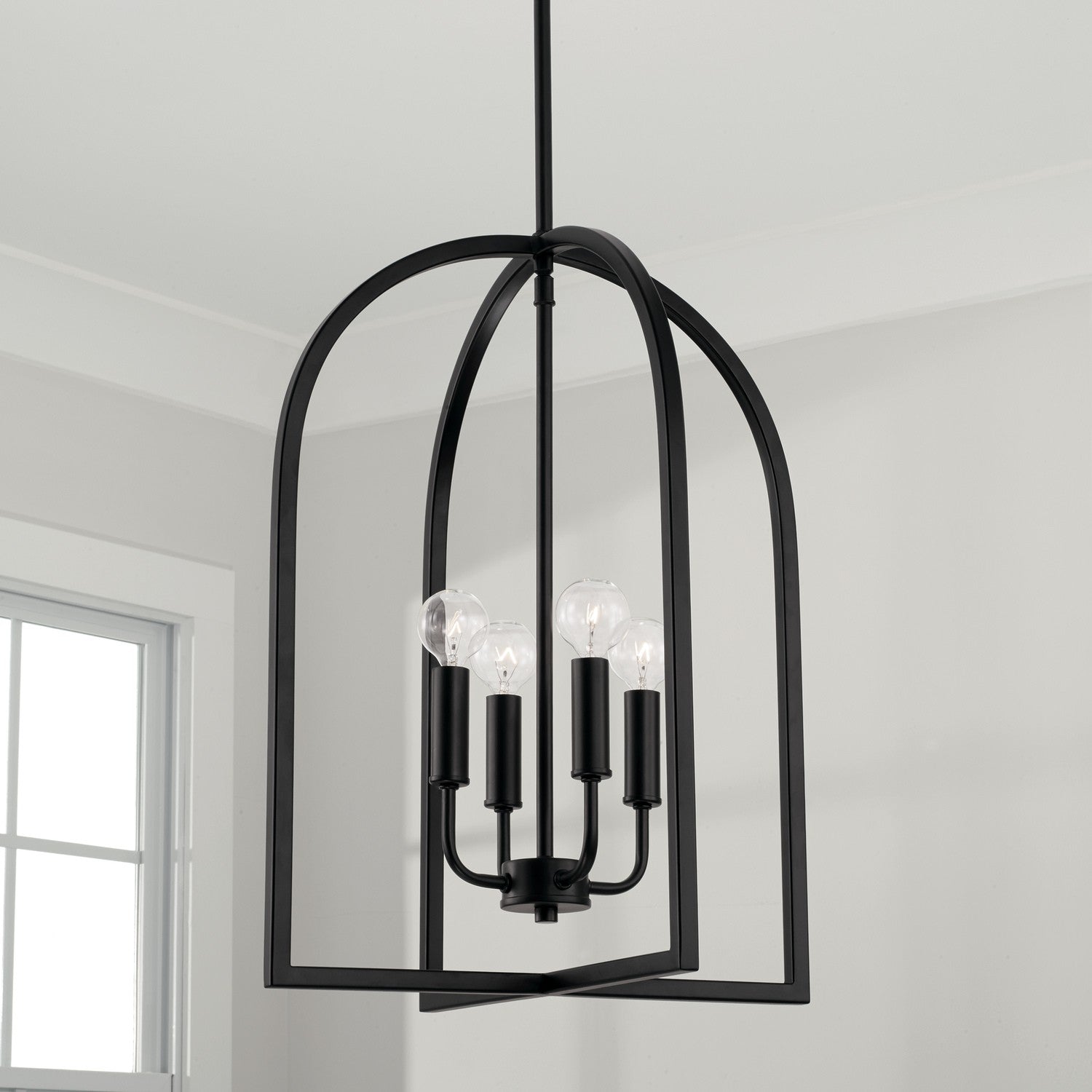 Capital Lighting Four Light Foyer Pendant - Modern Entryway Chandelier for Hallway, Staircase & Dining Room | Elegant Ceiling Light Fixture with Clear Glass Shades | Perfect for Home Decor & Interior Lighting