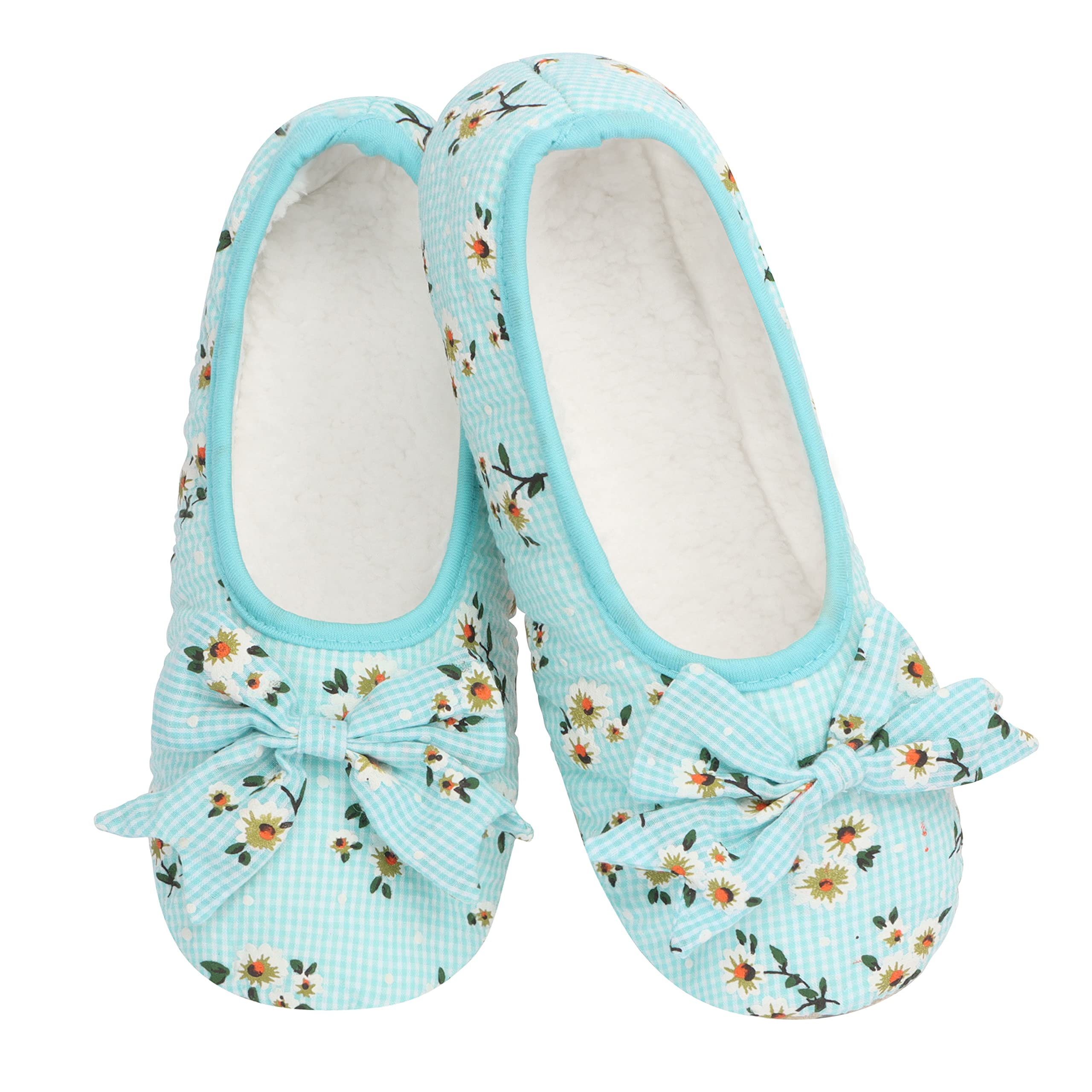 Snoozies Women's Floral Slipper Socks - Non-Slip Fuzzy Slippers for Home & Lounge