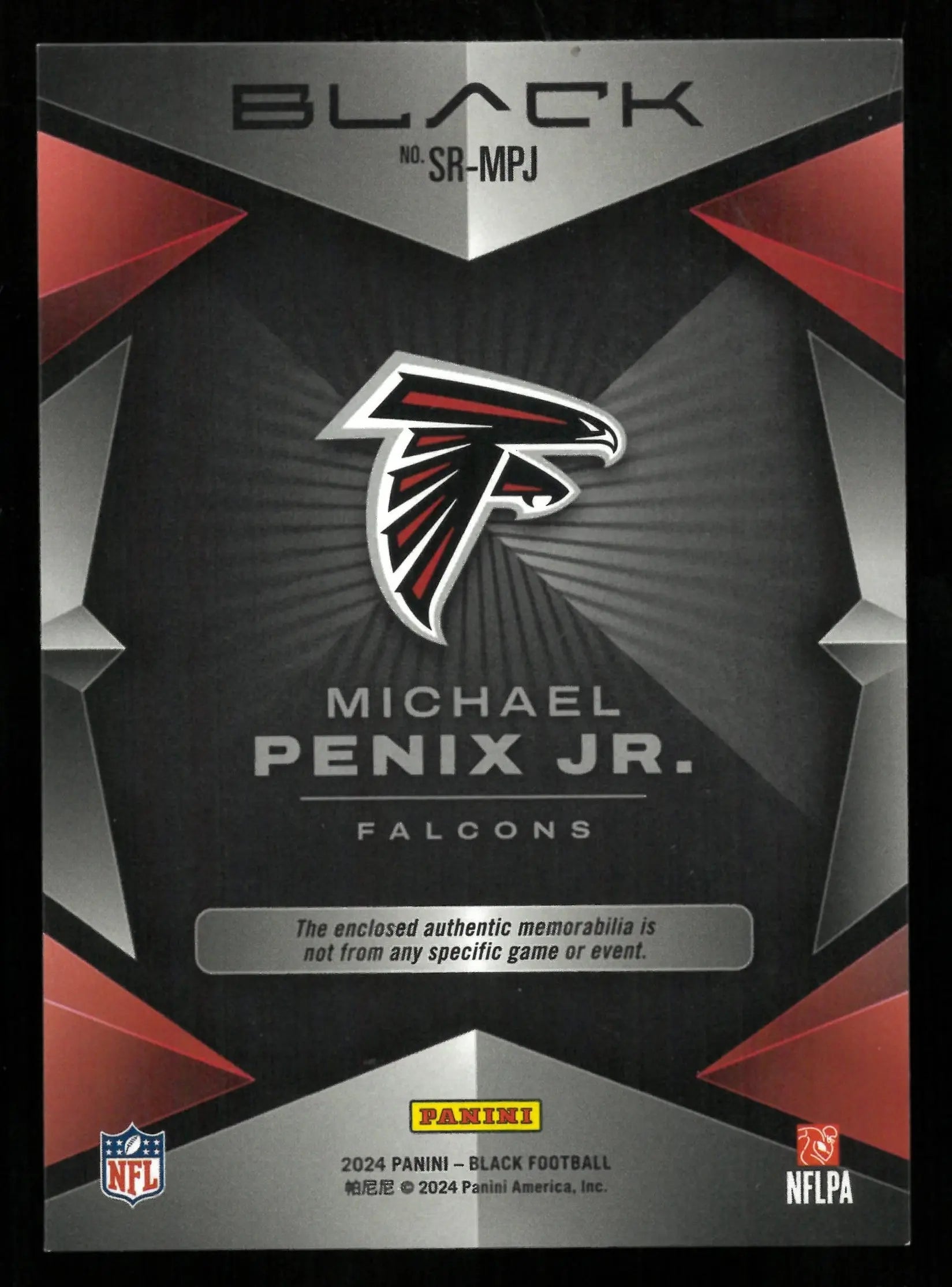 2024 Panini Black Football Michael Penix Jr Rookie Card Patch /150 - Limited Edition Collectible for NFL Fans & Sports Memorabilia Enthusiasts - Perfect for Display, Trading, and Investment