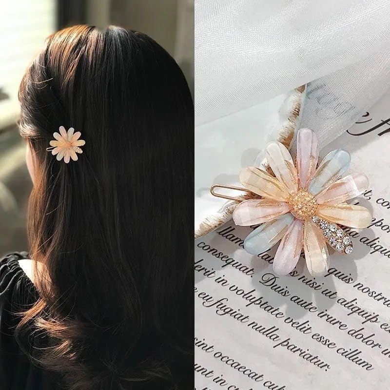 FAVELA Korean Style Pearl Resin Acrylic Hair Clips | Rhinestone Bobby Pins Hair Slides for Women & Girls | Elegant & Comfortable Hair Accessories Set (4-Pack) | Perfect for Weddings, Parties & Daily Styling