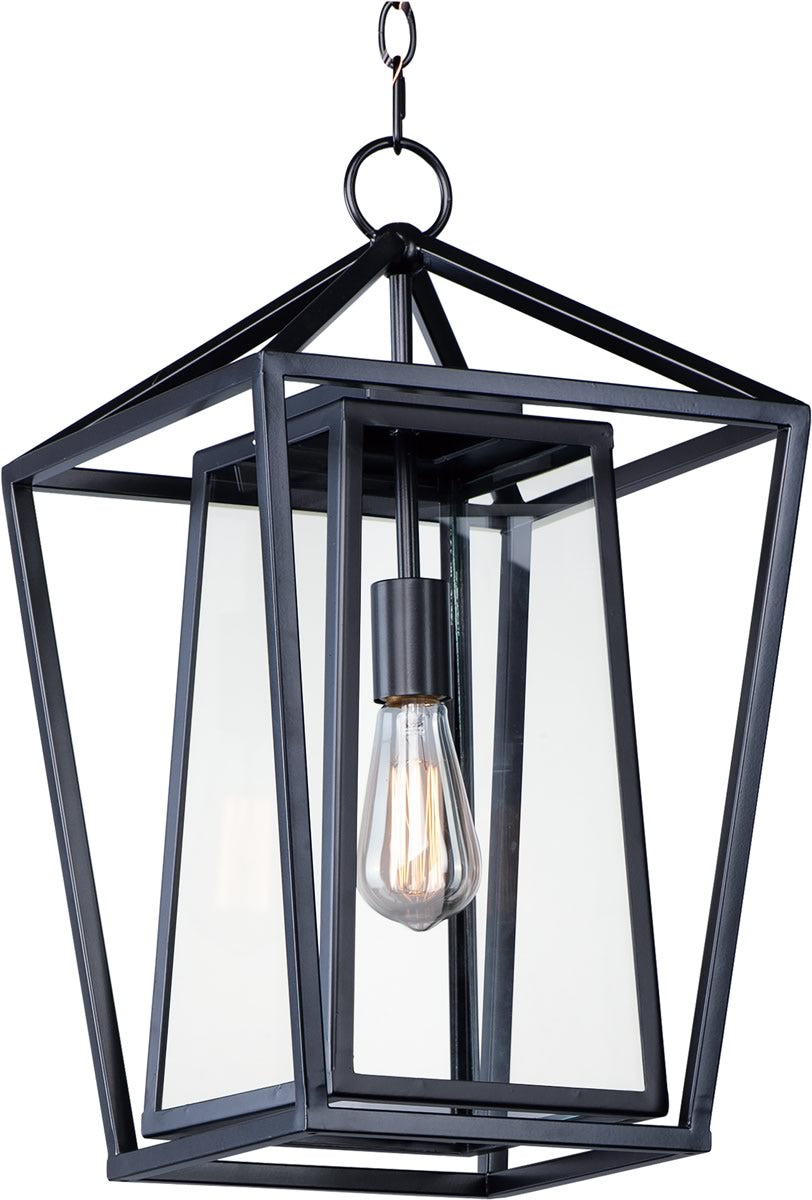 12W Artisan 1 Light Outdoor Pendant Light Fixture - Black Weatherproof Hanging Light for Porch, Patio, Deck & Garden (E26 Base)