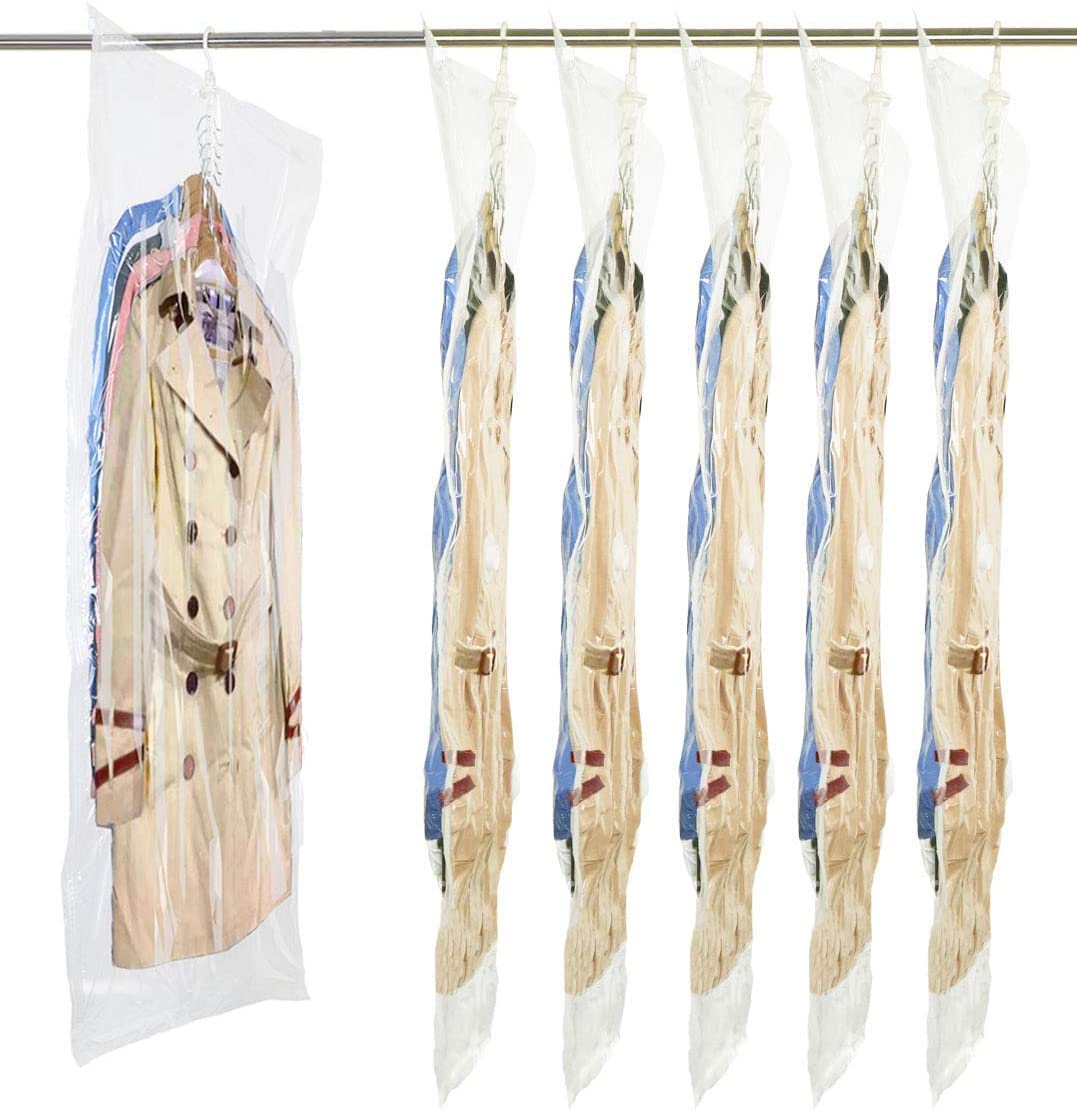 Elebac 6-Pack Extra Large Vacuum Storage Bags for Clothes - Space Saving Compression Bags for Winter Coats, Blankets & Seasonal Wardrobe - Heavy Duty Garment Protector Bags for Closet Organization (Perfect for Travel, Moving & Home Storage)