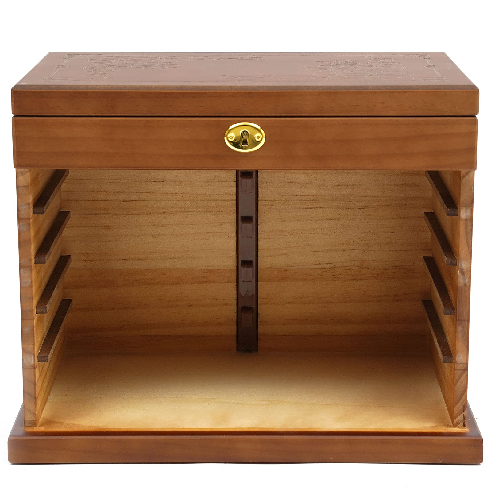 LOYALHEARTDY 6-Layer Large Wooden Jewelry Organizer Box with Mirror & Lock - Ring, Necklace, Earring, Bracelet Storage & Display Case - Perfect Gift for Women & Girls (Home Decor, Bedroom Vanity, Wedding Gift)