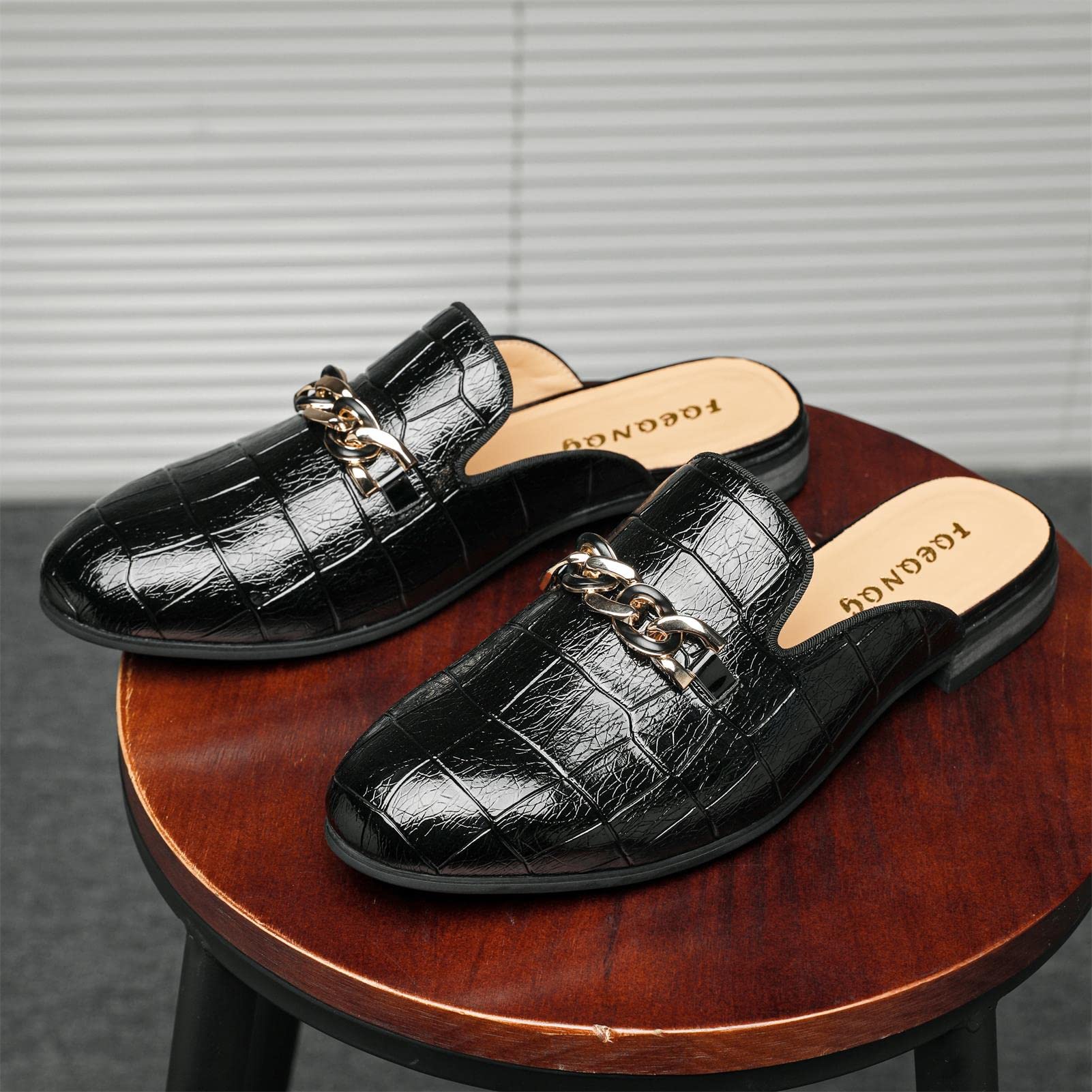 Men's Slip-On Mule Loafers - Breathable Leather Dress Shoes for Formal & Casual Wear | Comfortable Backless Slippers for Office, Home & Travel