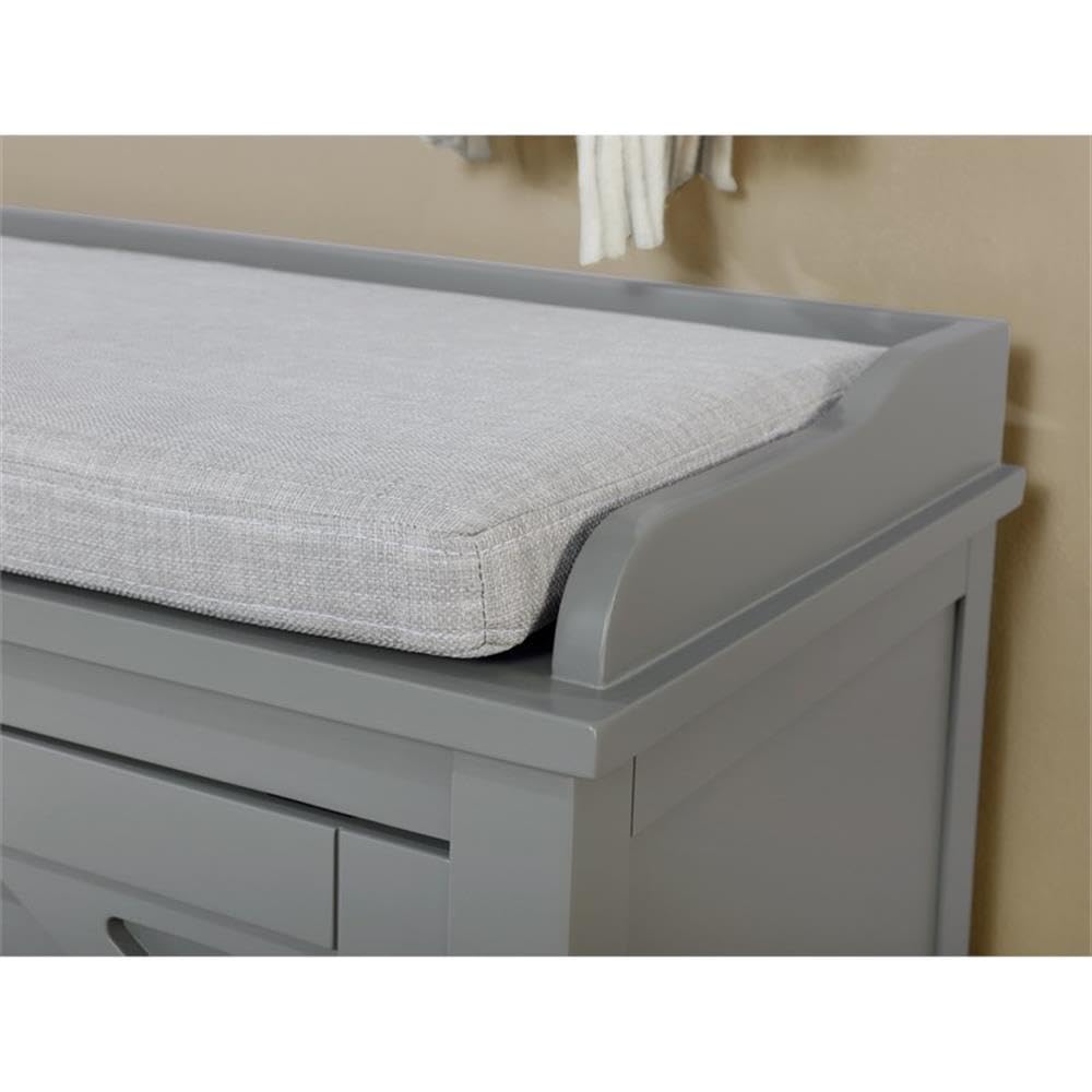 Coventry 45-inch Wooden Storage Bench with Cushion & Decorative Side Panels - Gray Accent Table for Entryway, Mudroom & Laundry Room - Adjustable Removable Shelves - Perfect for Home Organization & Cozy Seating