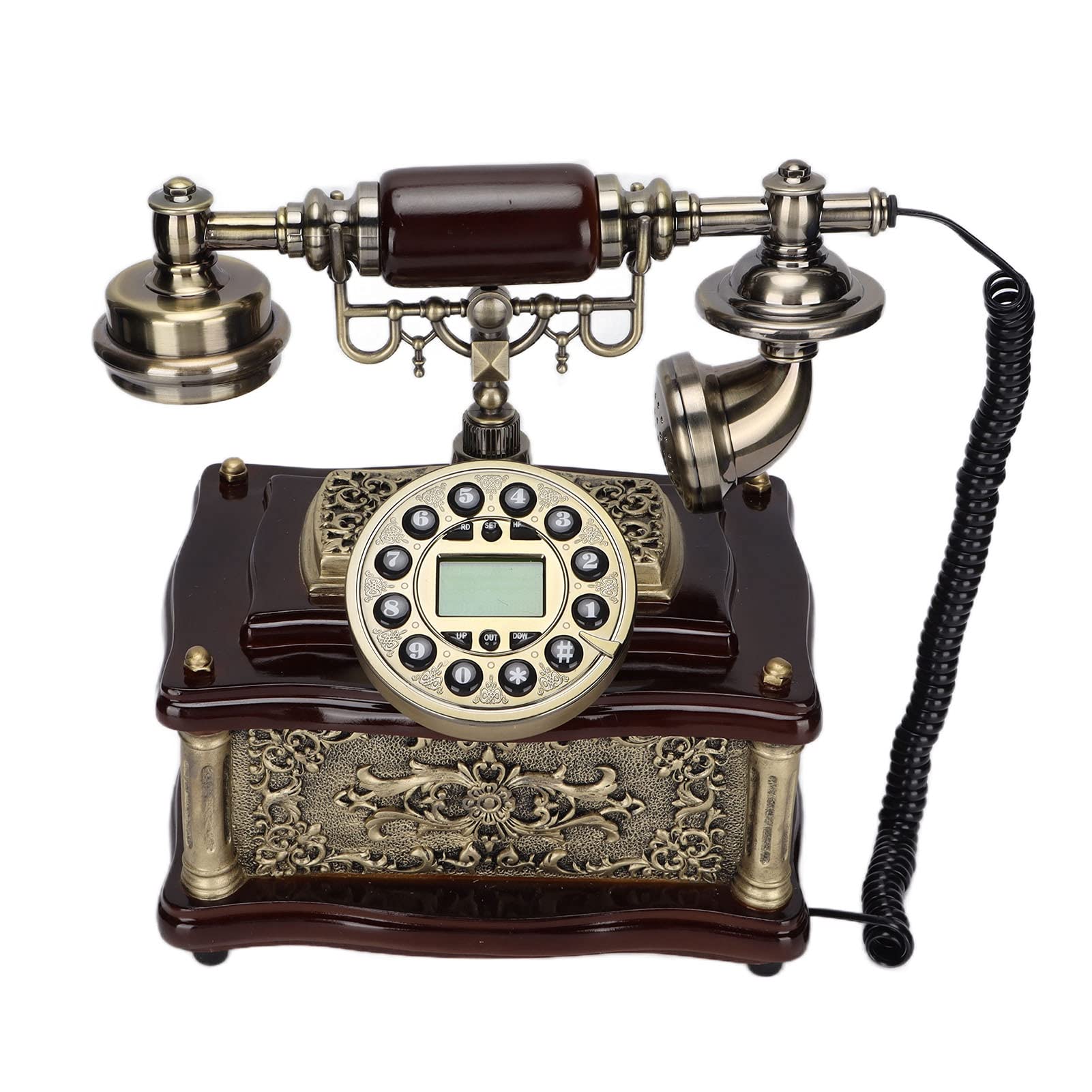 Vintage Antique Landline Phone - Retro European Style Big Button Corded Telephone with Date & Backlight for Home, Office, Hotel Decor - Perfect for Vintage Themed Spaces, Classic Home Offices & Nostalgic Interior Design
