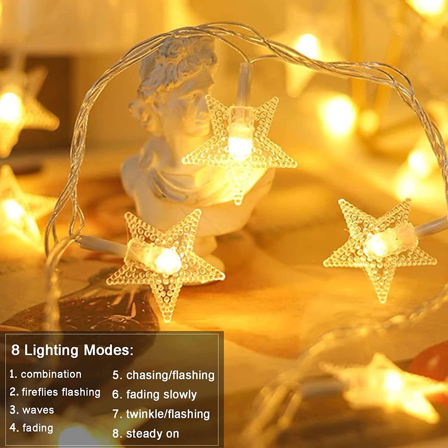 100 LED Star String Lights - 33ft Waterproof Fairy Lights with Remote & Timer, Warm White for Bedroom, Wedding, Party, Garden, Patio, Tent (Indoor/Outdoor Decor) - Perfect for Romantic Nights & Holiday Lighting