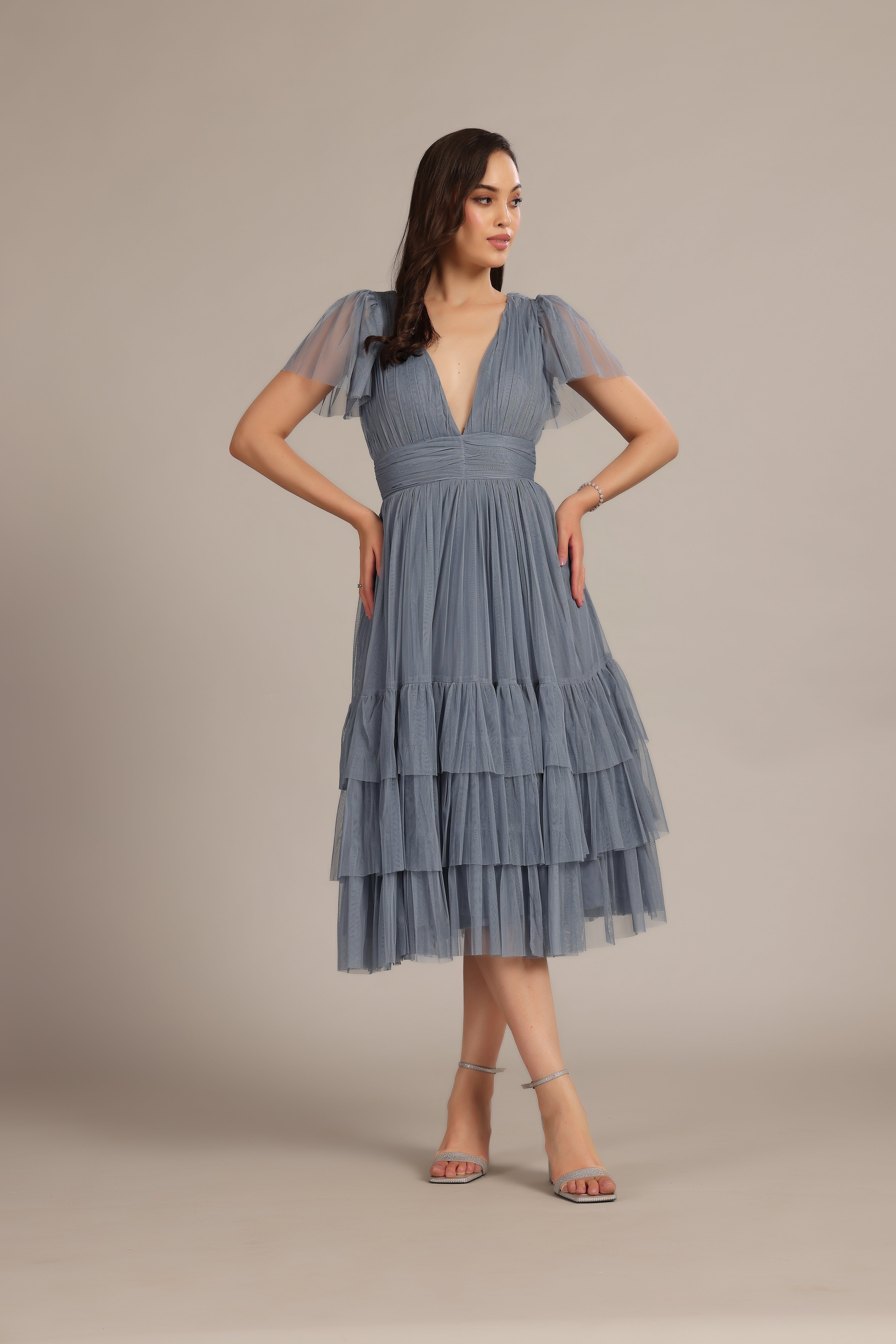 Elegant Madison Dusty Blue Bridesmaid Dress - A-Line Floor Length Formal Gown for Weddings, Prom & Special Occasions