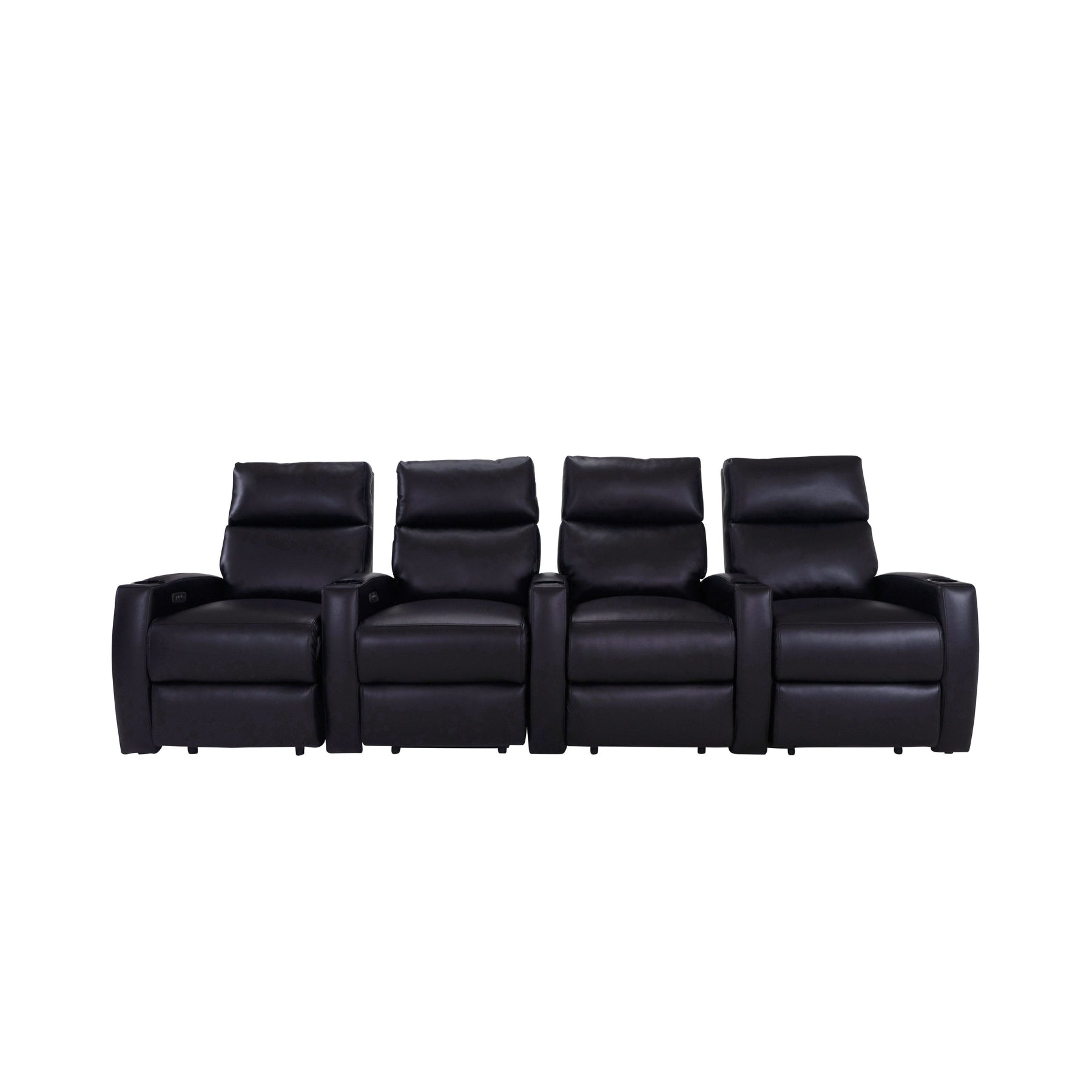 RowOne 4-Piece Recliner Set - Ultra Soft Fabric Sectional Sofa with Cup Holders and USB Ports | Perfect for Living Room, Home Theater, and Family Gatherings