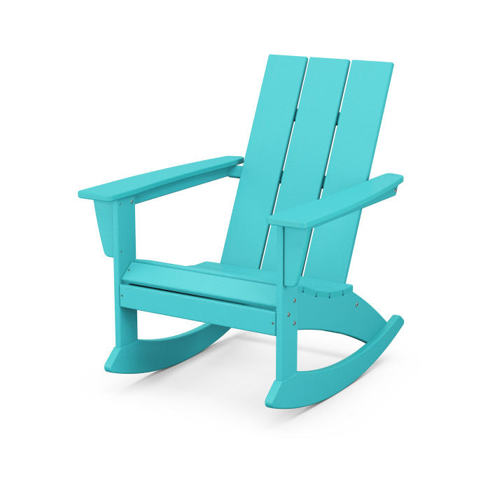 POLYWOOD Modern Adirondack Rocking Chair - Durable Outdoor Furniture for Patio, Garden & Poolside Relaxation | All-Weather Resin Wicker Design | Comfortable Rocking Motion | Perfect for Backyard, Deck or Porch