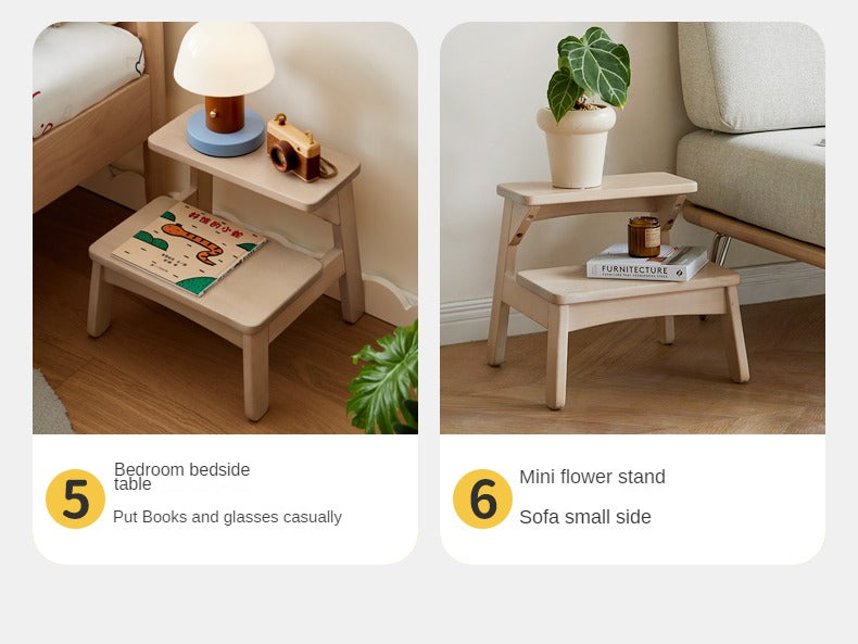 Birch Solid Wood Kids Multifunctional Low Foot Stool - Durable Step Stool for Bathroom, Kitchen, and Playroom - Perfect for Toddlers and Children