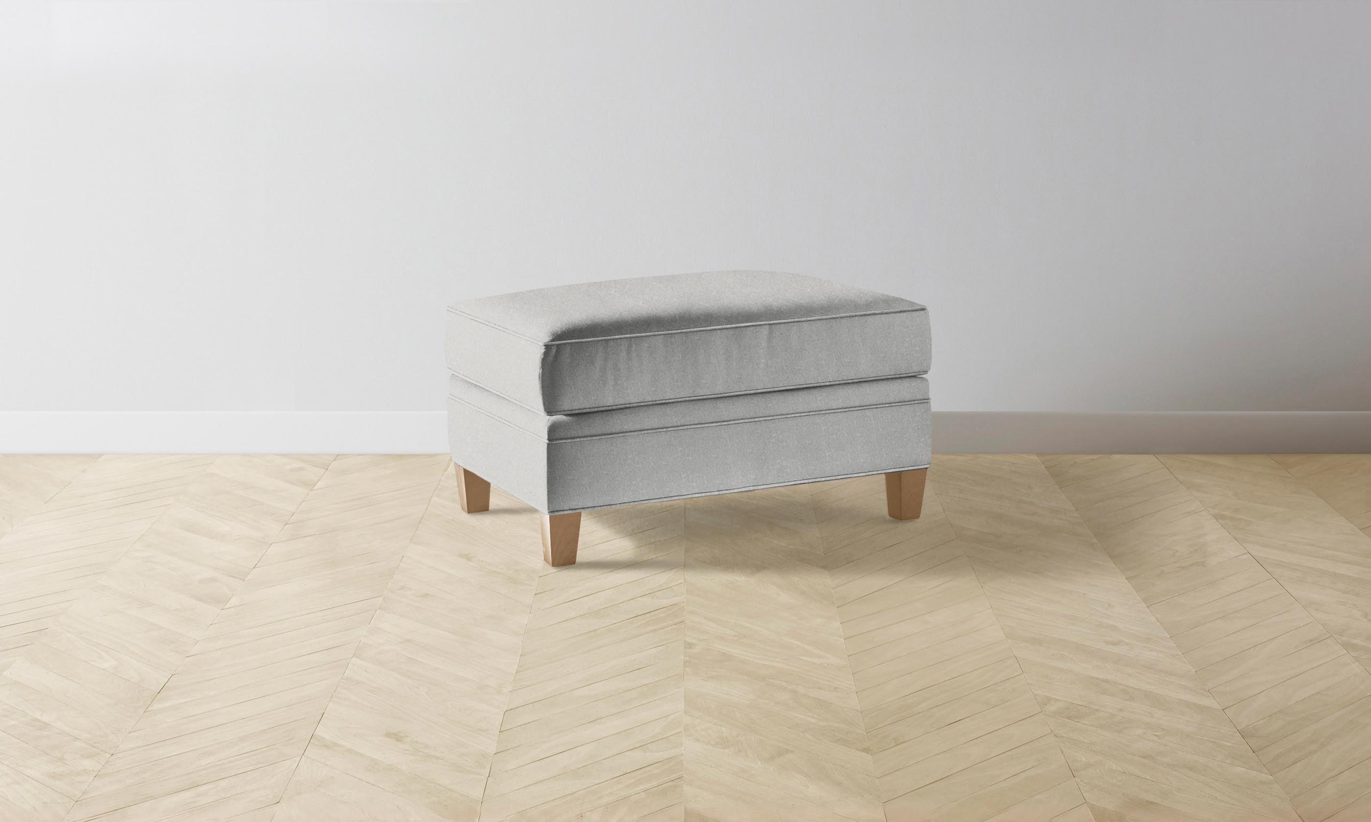 Premium Carmine Ottoman with Merino Heather Grey Upholstery - Stylish Footrest & Accent Chair for Living Room, Bedroom, or Office Decor
